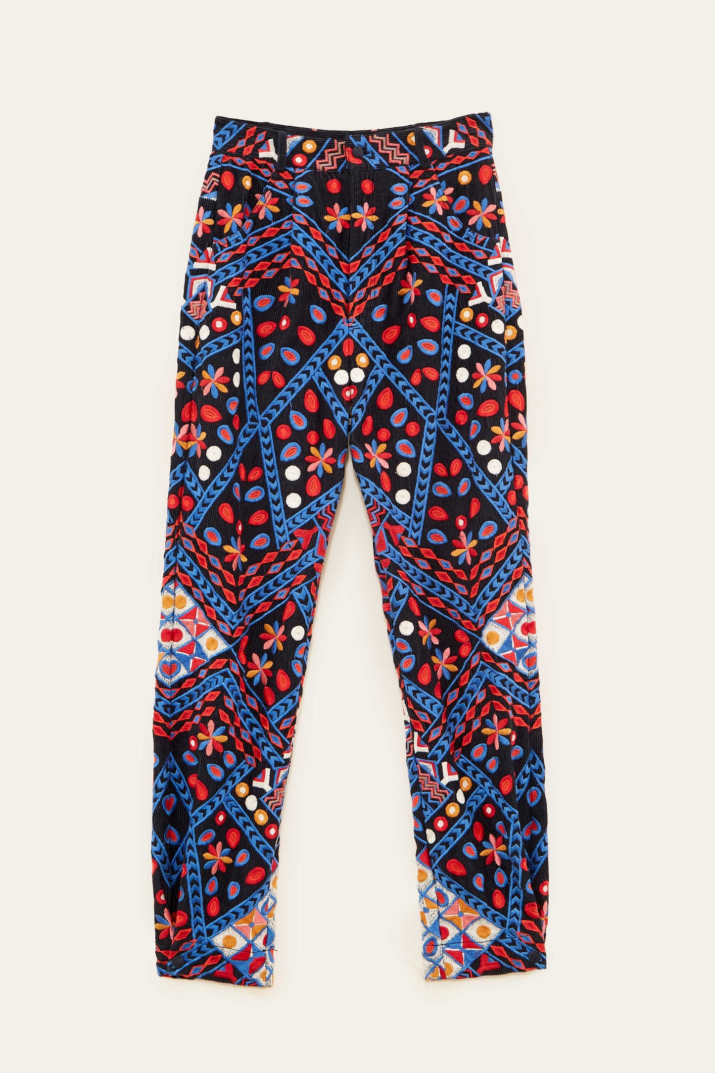 Farm Rio Embroidered Corduroy Pants