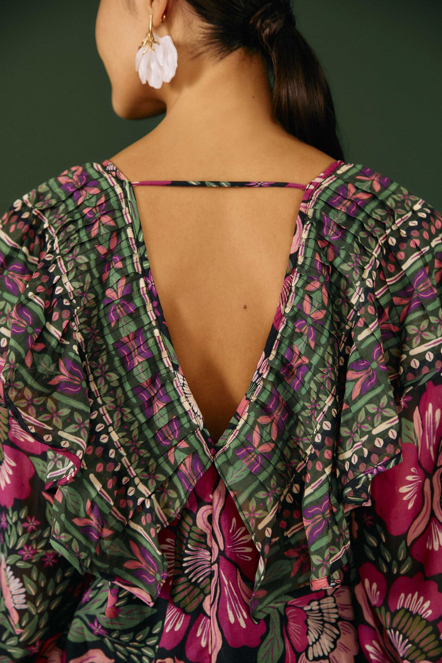  Black Flowers Garden Blouse