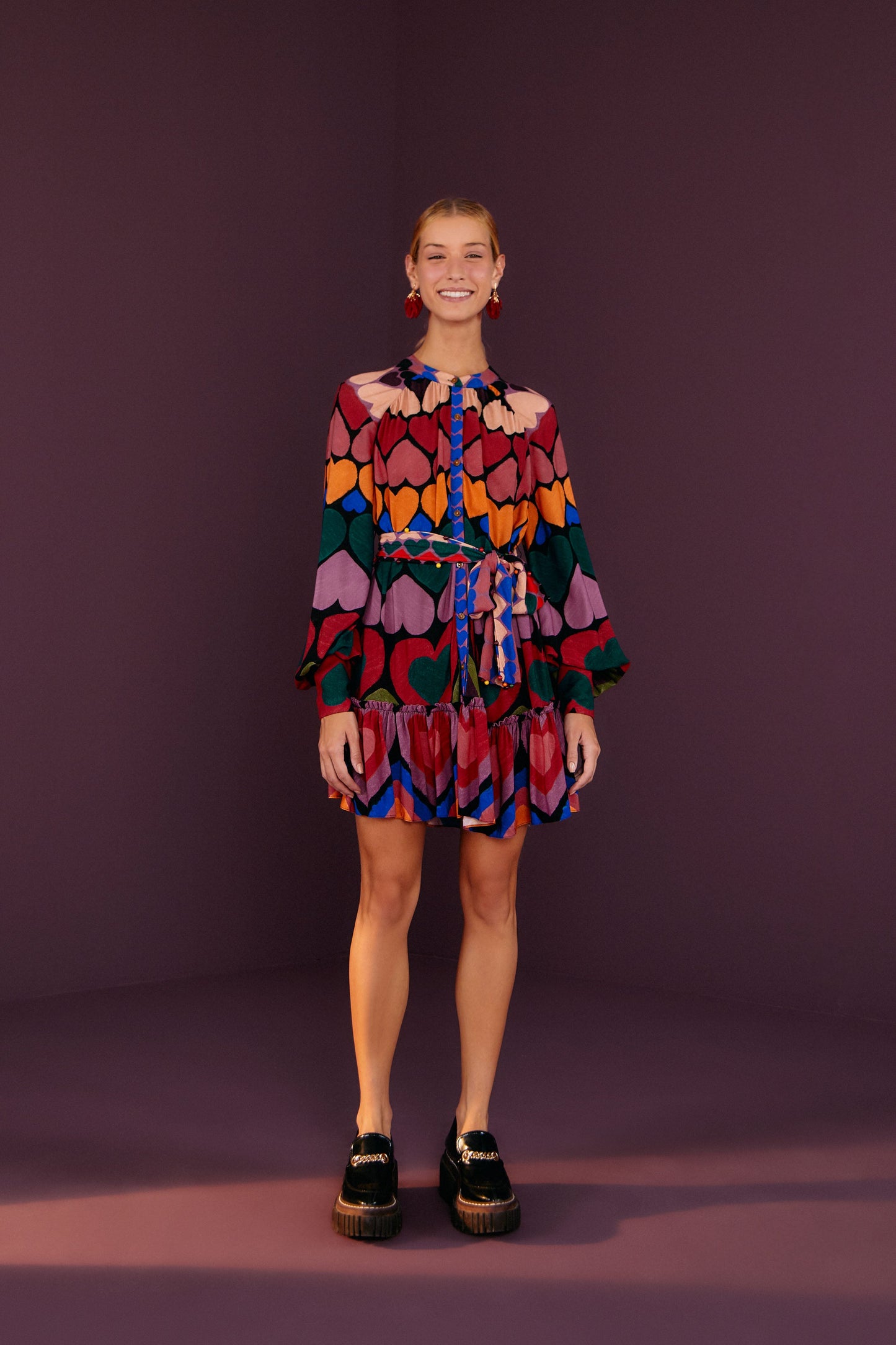 Farm Rio Full Of Hearts Mini Dress