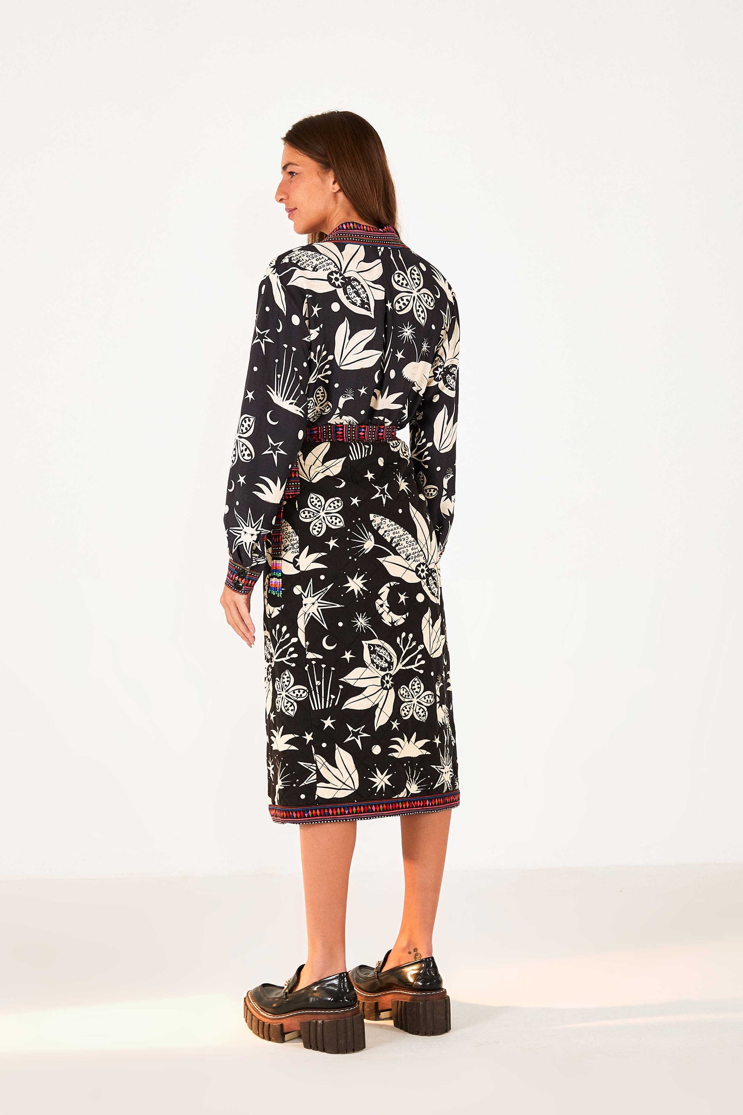 Farm Rio Black & White Cerrado Sky Wrap Skirt