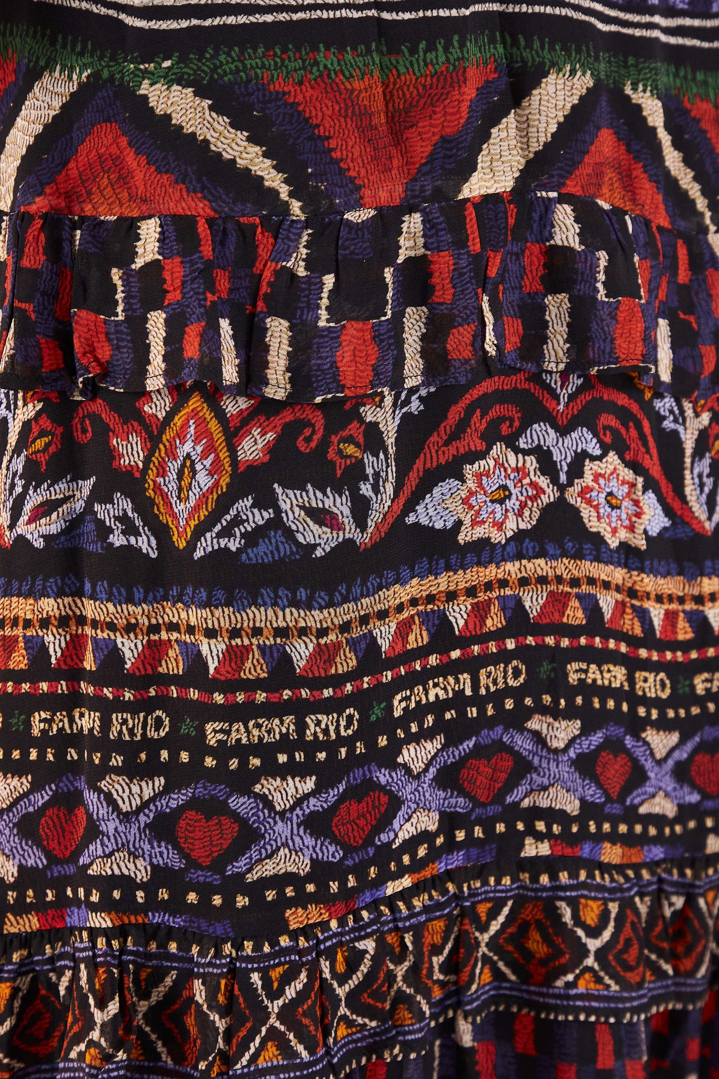 Farm Rio Blue Ainika Tapestry Maxi Skirt