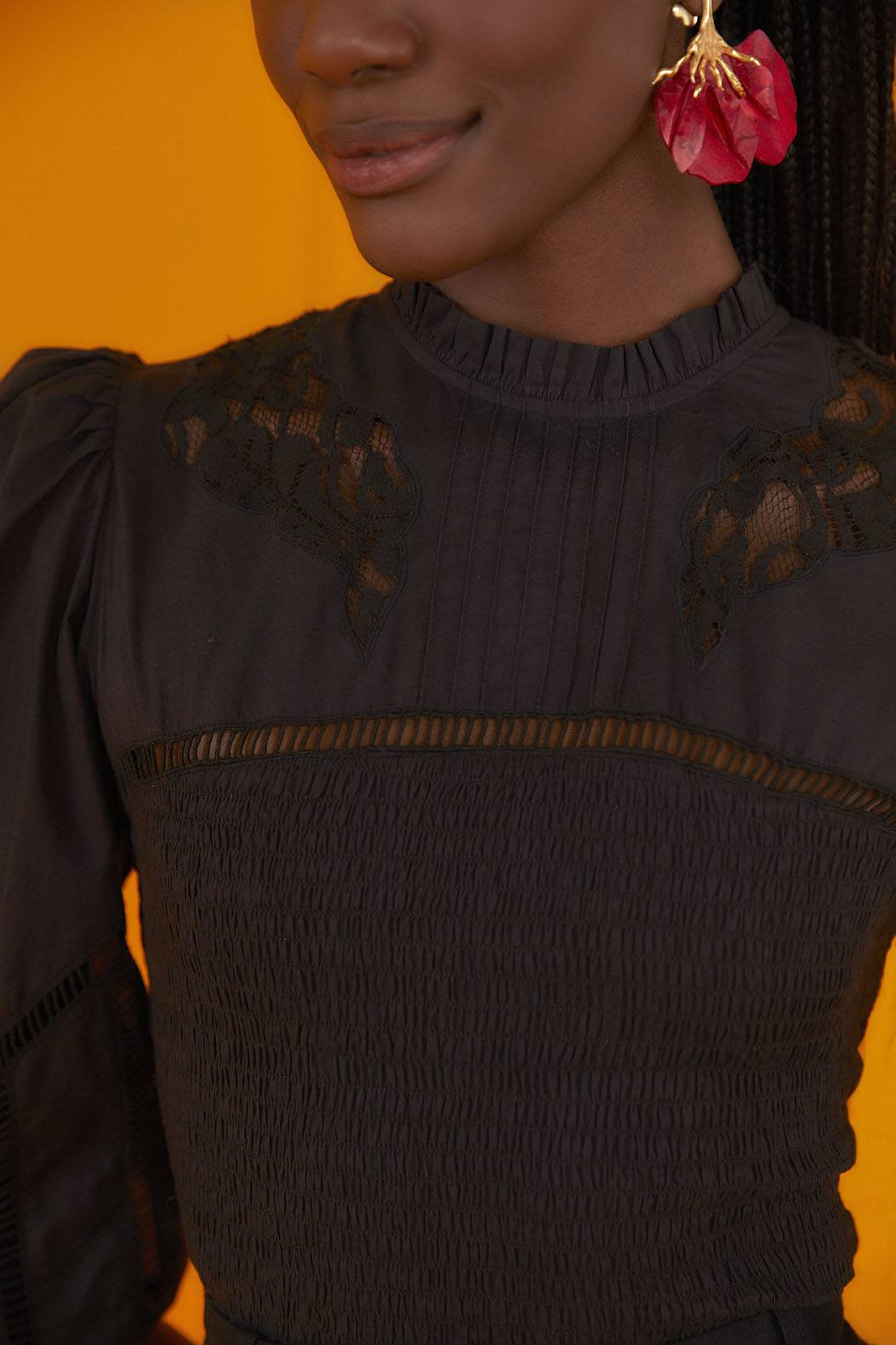 Farm Rio Black Lace Blouse