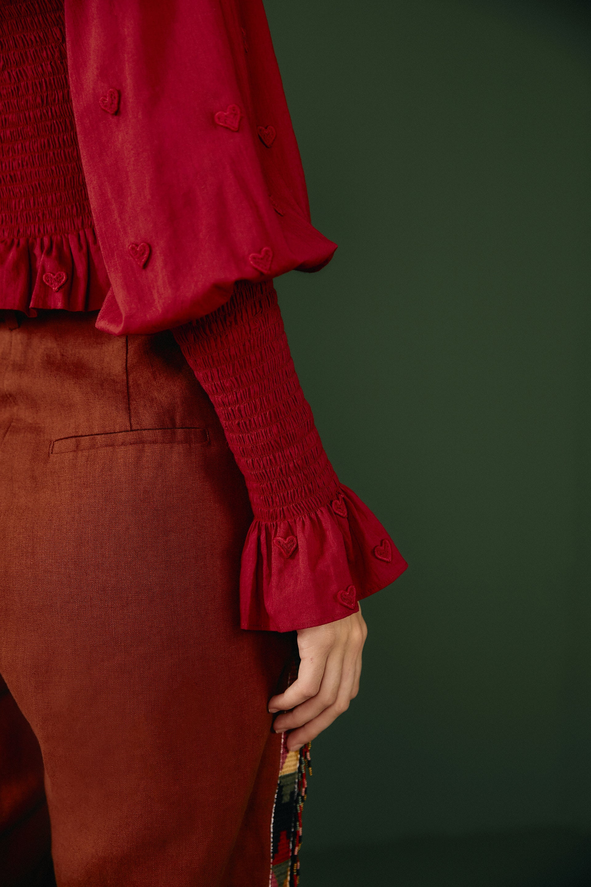 Farm Rio Burgundy 3D Hearts Blouse