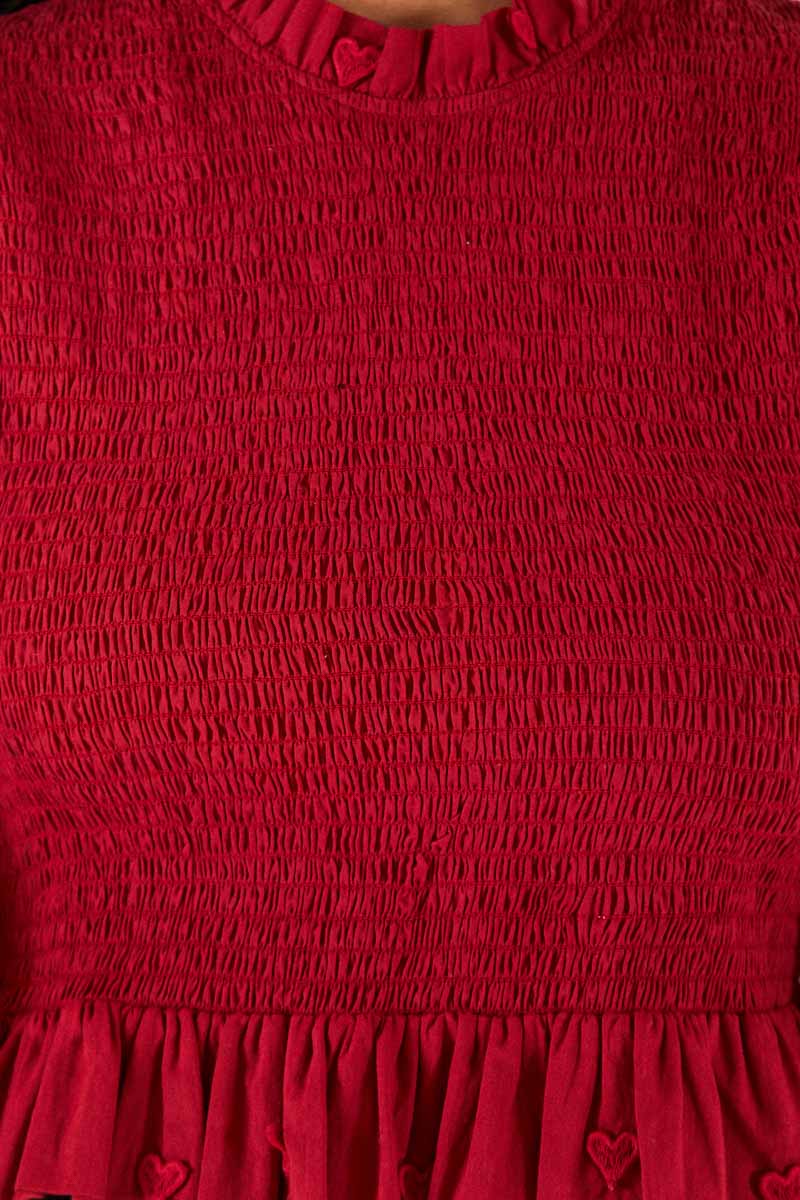 Farm Rio Burgundy 3D Hearts Blouse