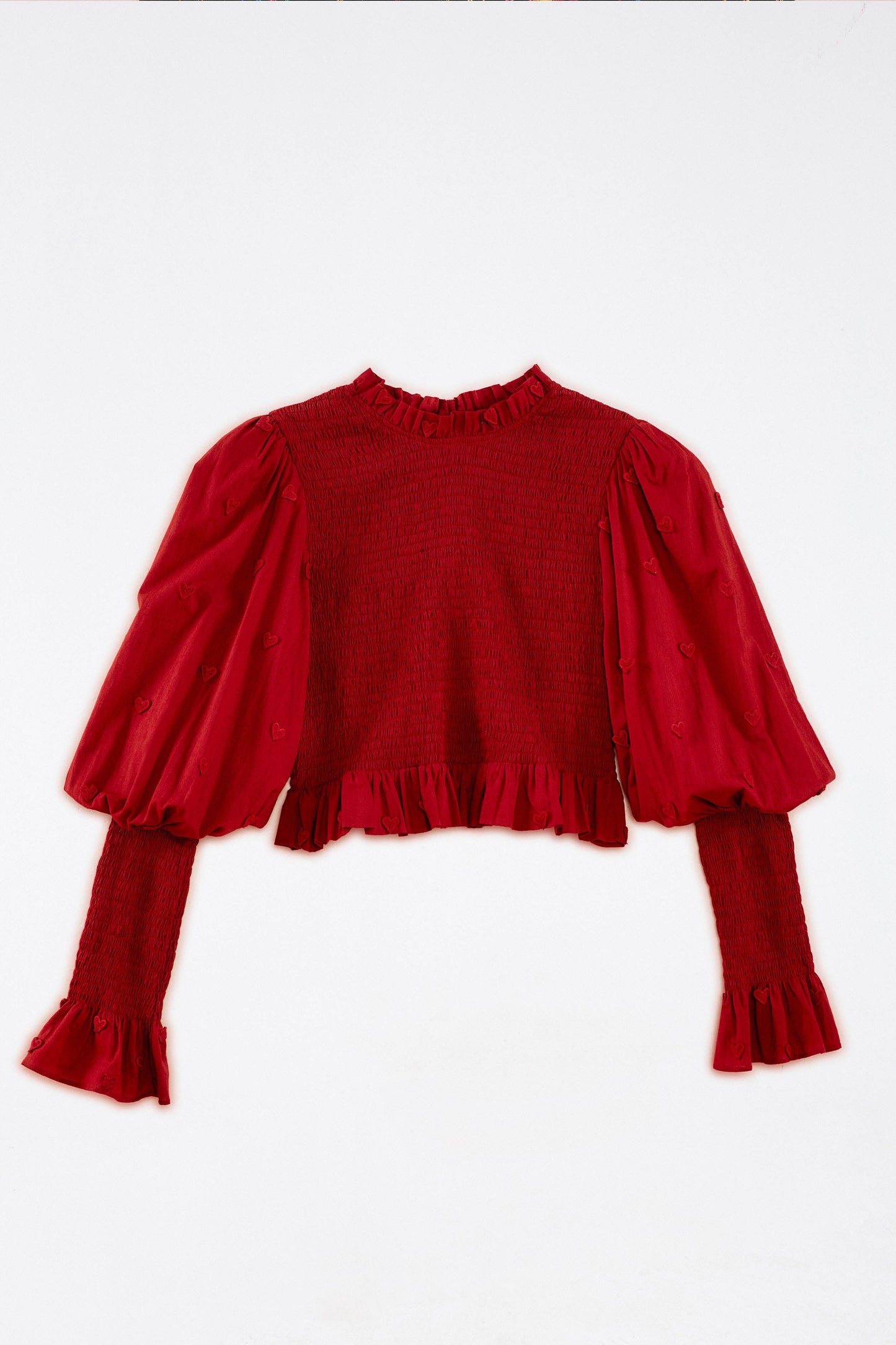 Farm Rio Burgundy 3D Hearts Blouse