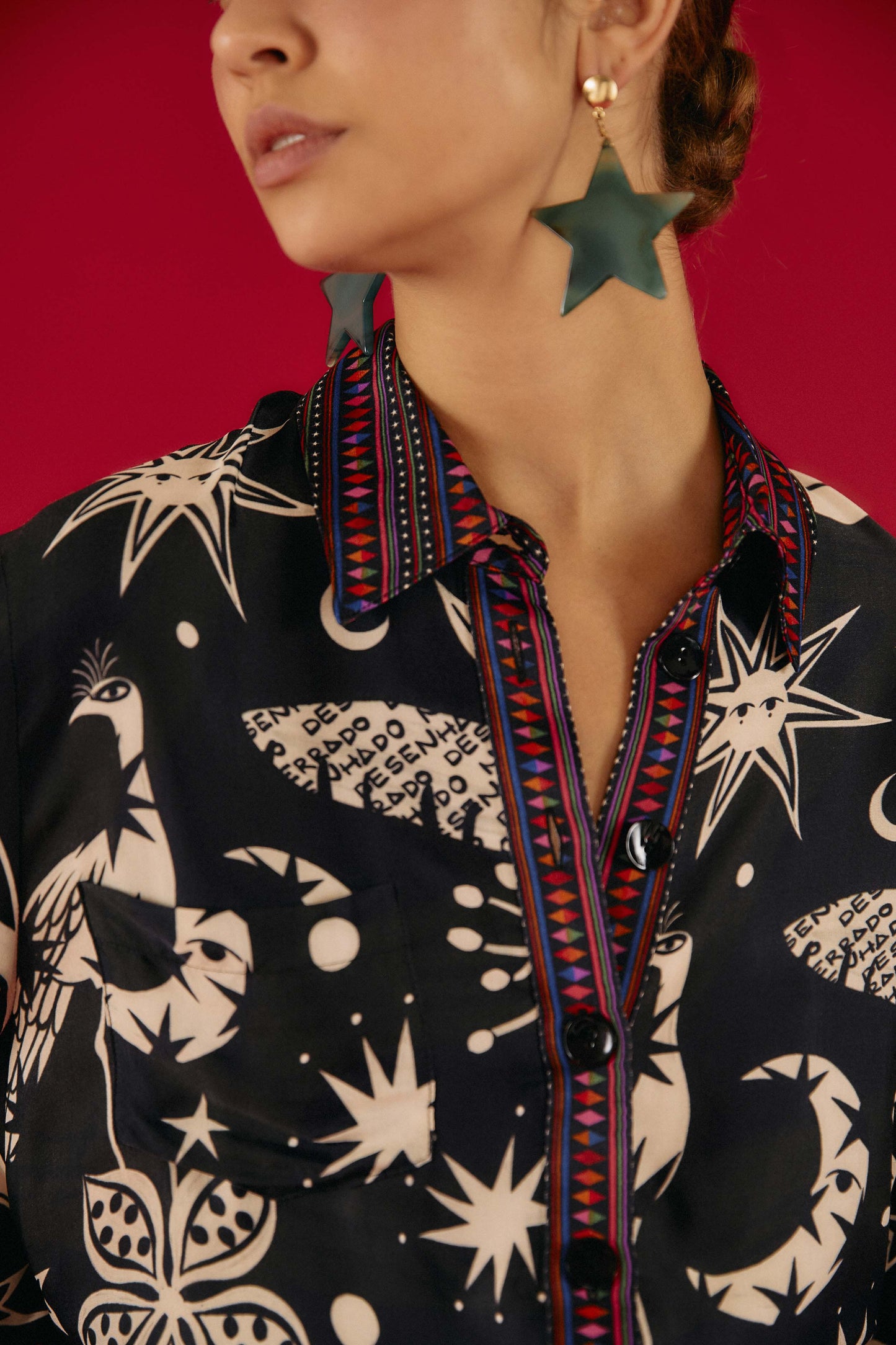 Farm Rio Black & White Cerrado Sky Shirt