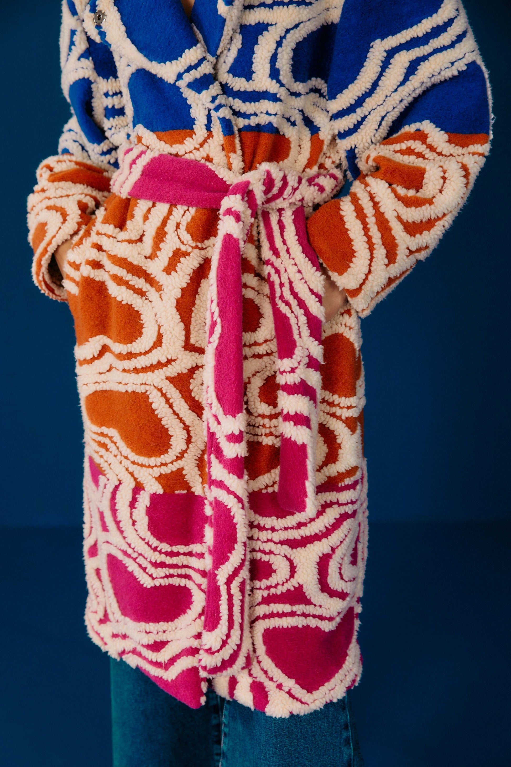 Farm Rio Multicolored Wild Hearts Fleece Coat