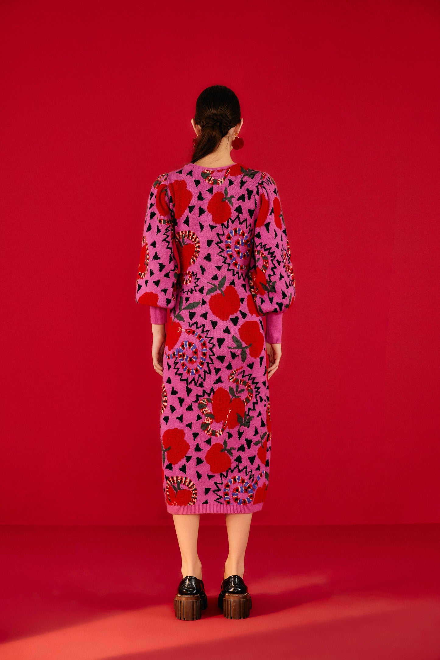 Farm Rio Pink Snake Fruit Sweater Dress