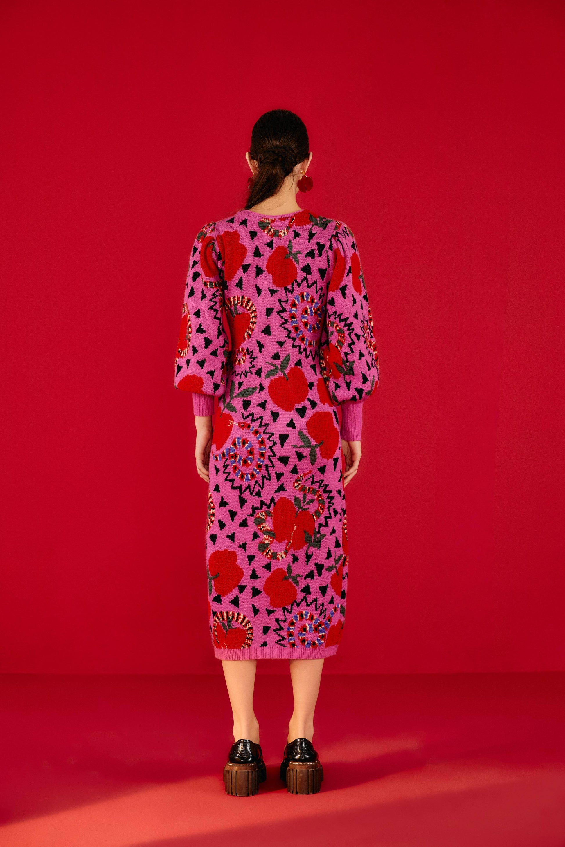Farm Rio Pink Snake Fruit Sweater Dress