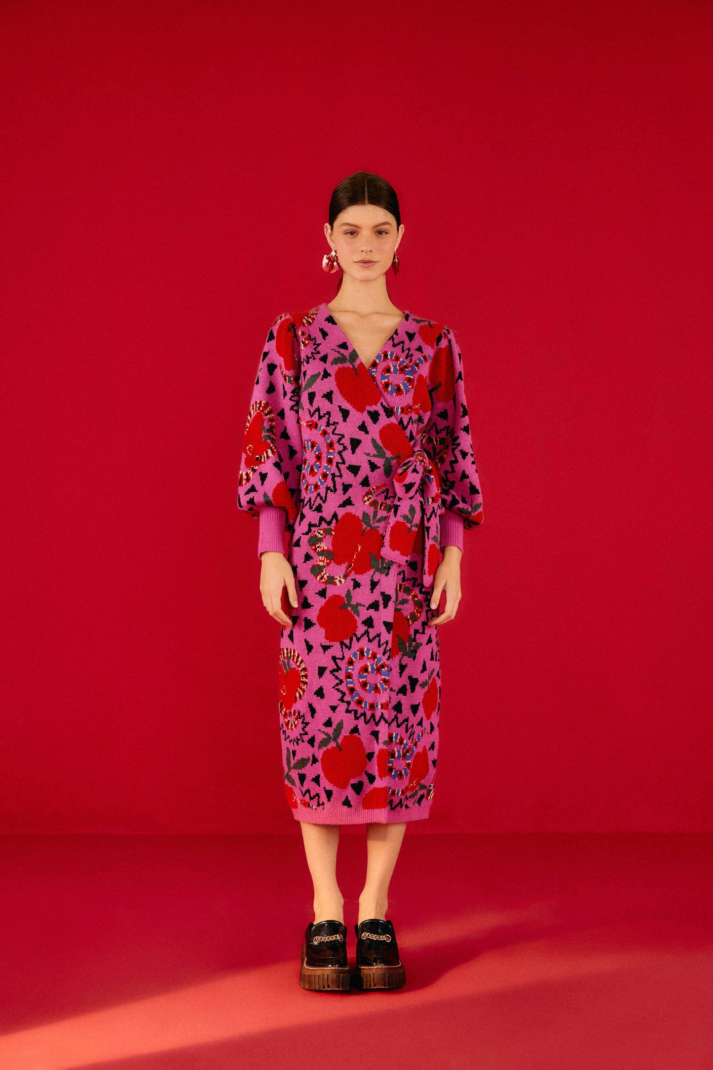 Farm Rio Pink Snake Fruit Sweater Dress