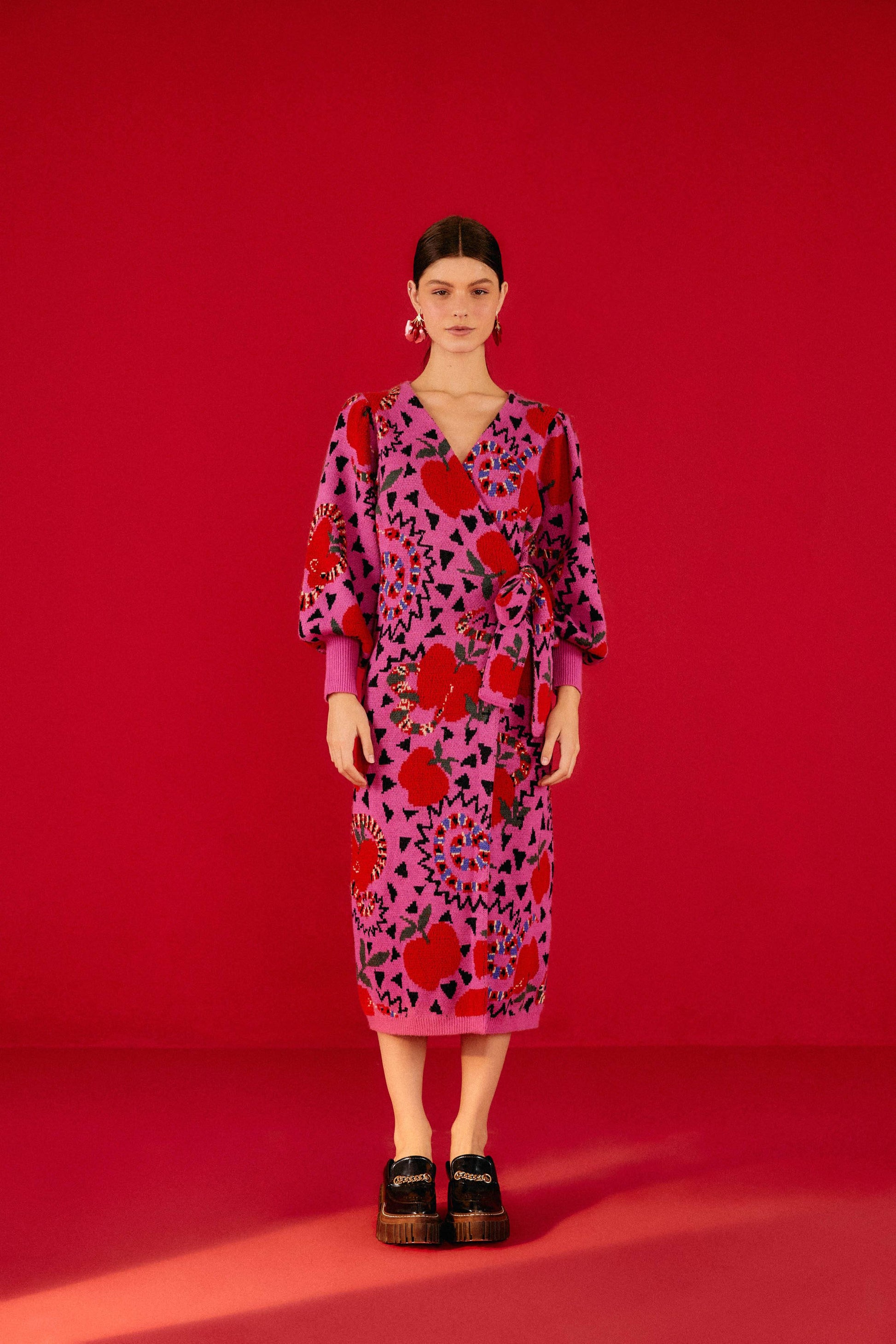 Farm Rio Pink Snake Fruit Sweater Dress