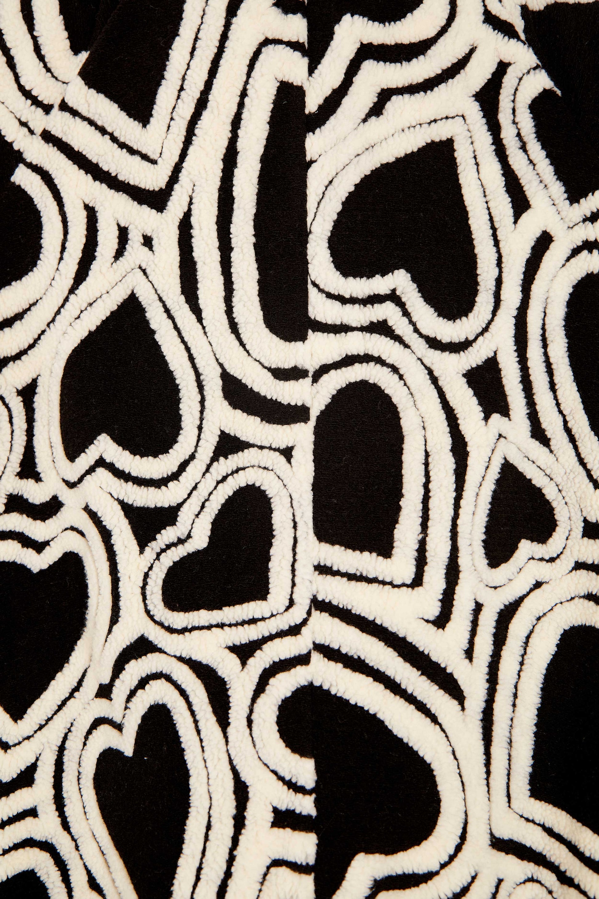 Farm Rio Black And White Wild Hearts Fleece Coat