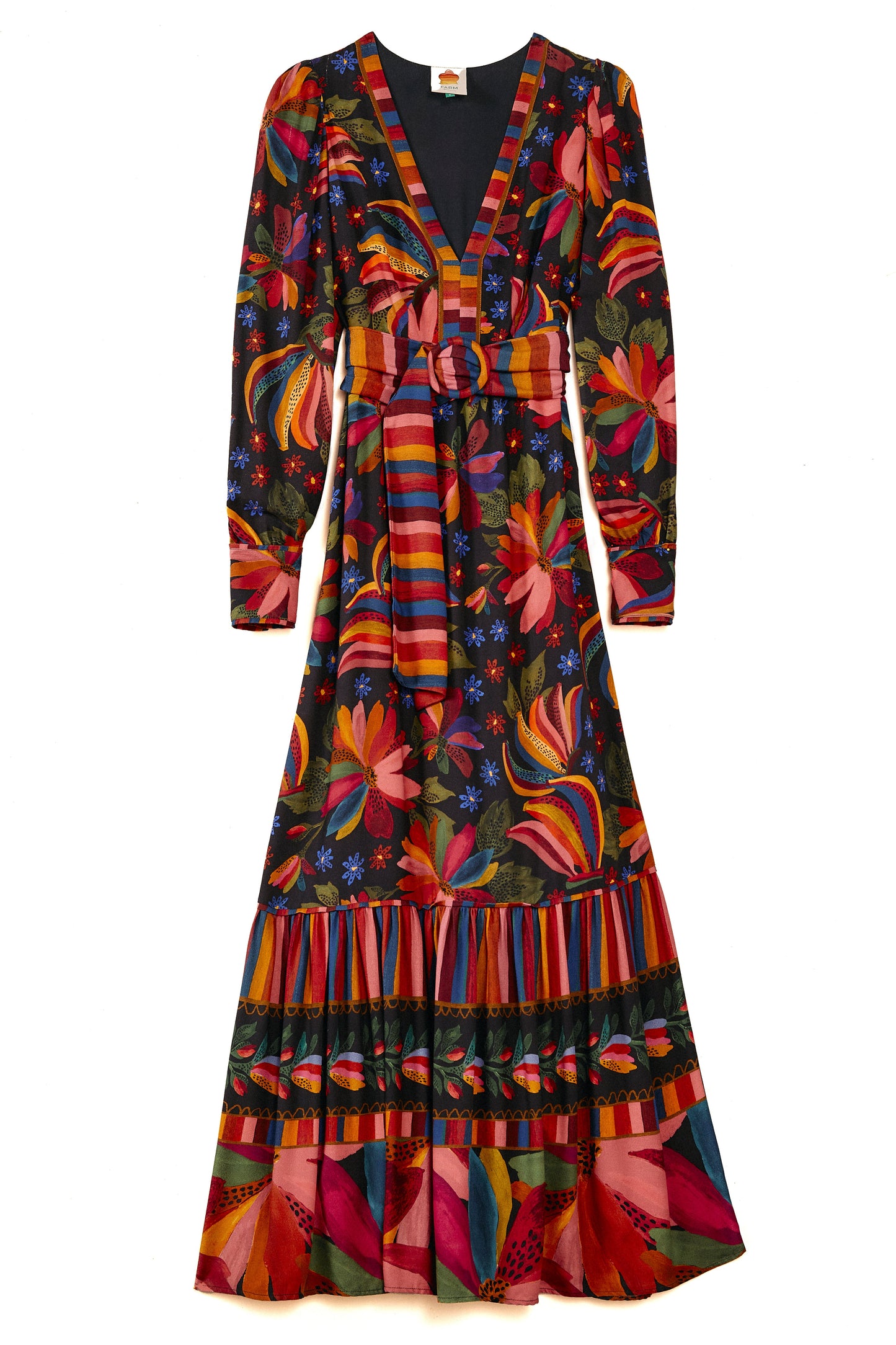Farm Rio Black Banana Sky Lenzing™ Ecovero™ ViscoseMaxi Dress