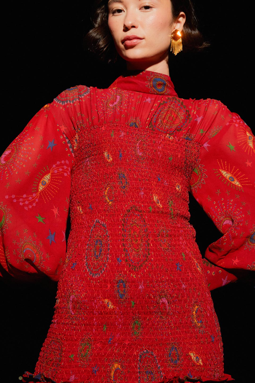 Farm Rio Red Mystic Night Midi Dress