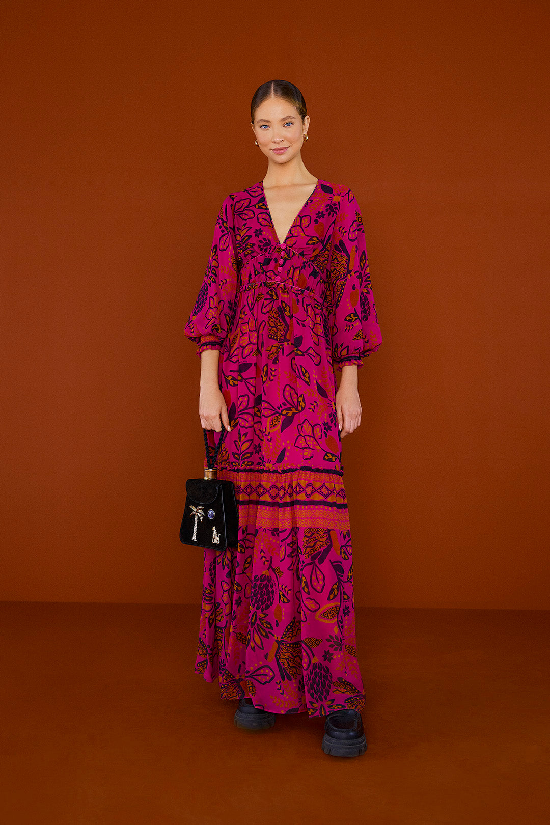 Farm Rio Pink Macaw Forest Maxi Dress
