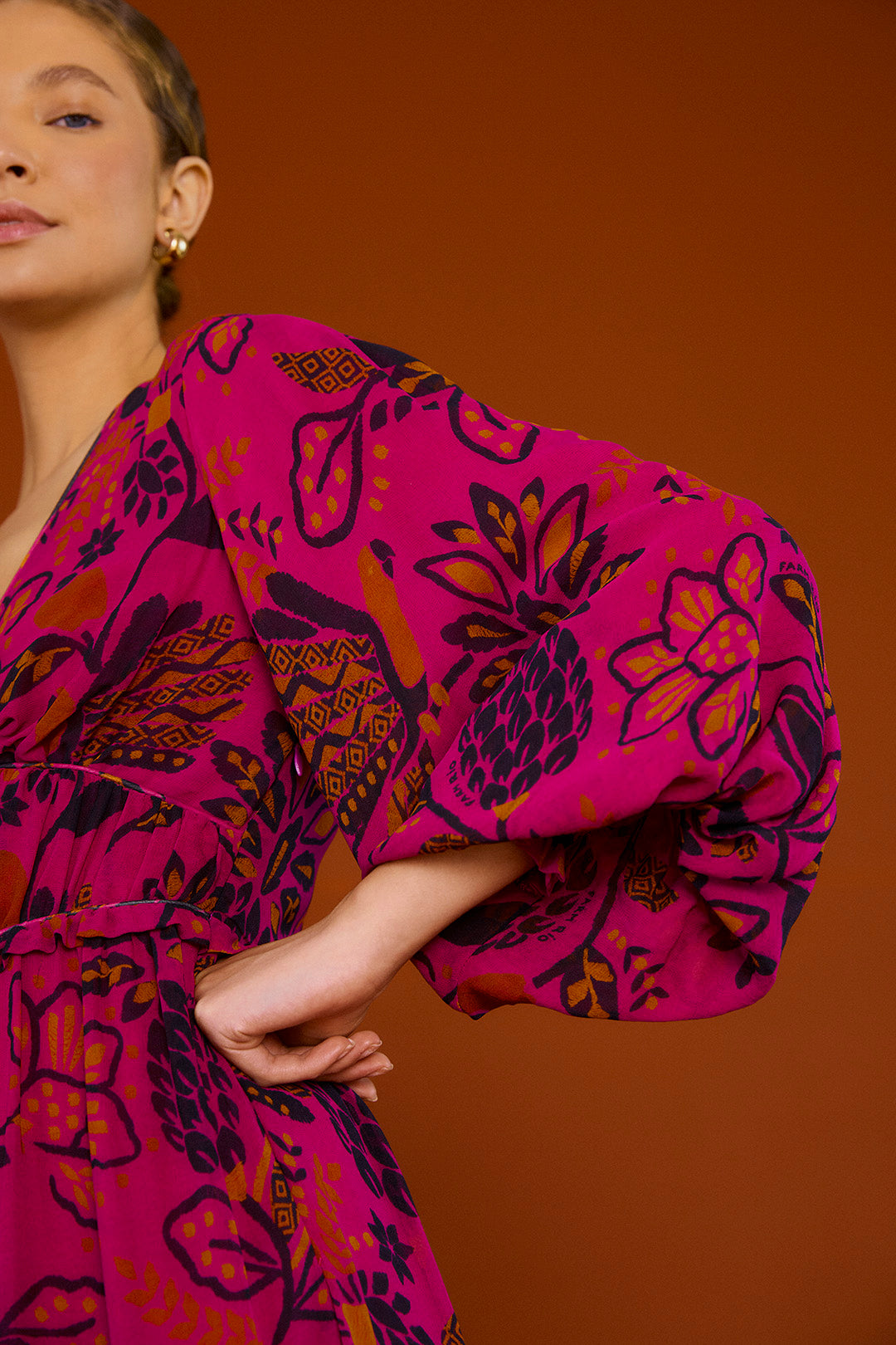 Farm Rio Pink Macaw Forest Maxi Dress