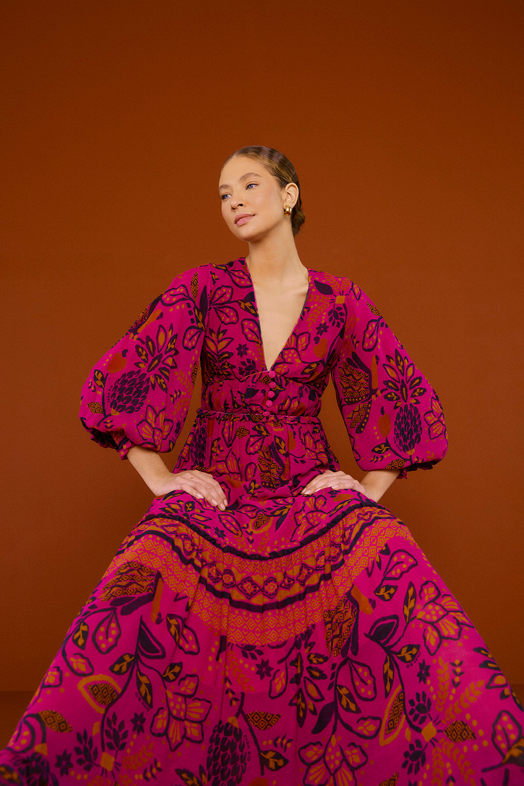 Farm Rio Pink Macaw Forest Maxi Dress