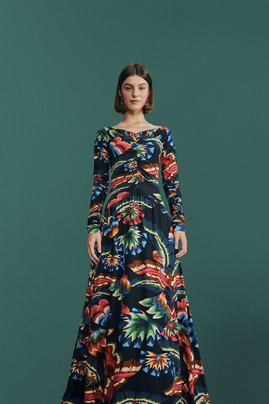 Farm Rio Black Chevron Forest Lenzing™ Ecovero™ Viscose Dress