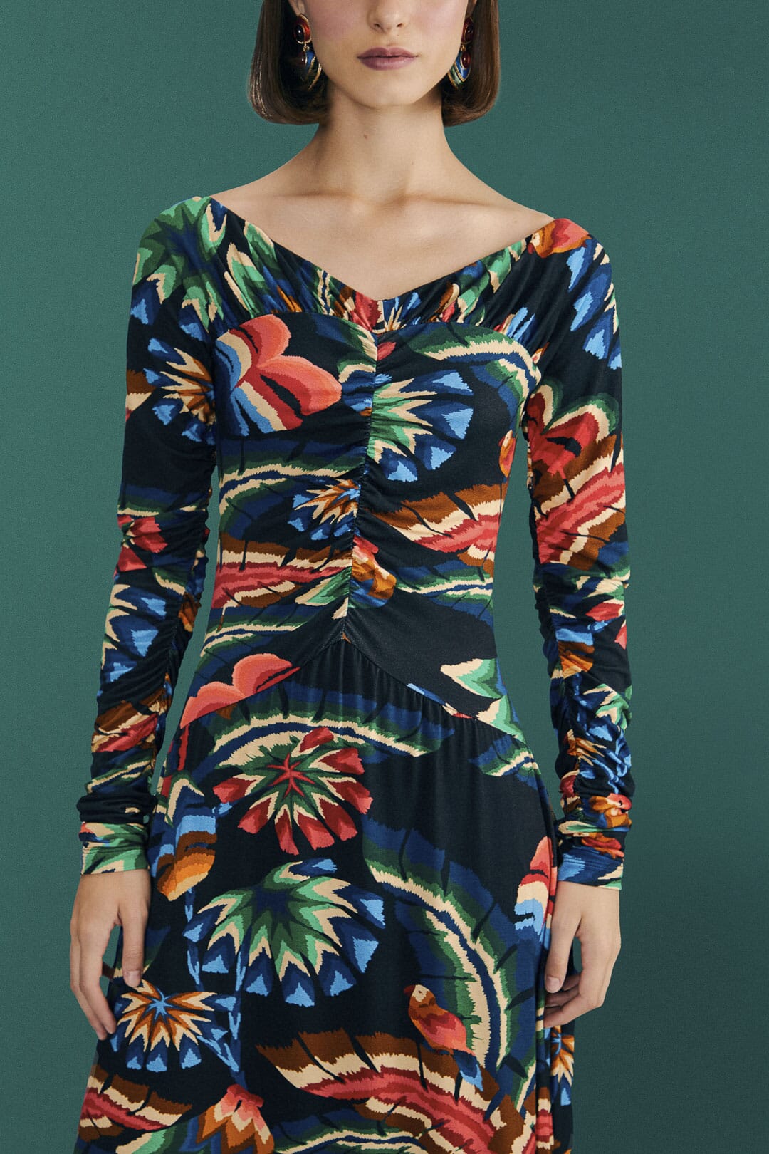Farm Rio Black Chevron Forest Lenzing™ Ecovero™ Viscose Dress