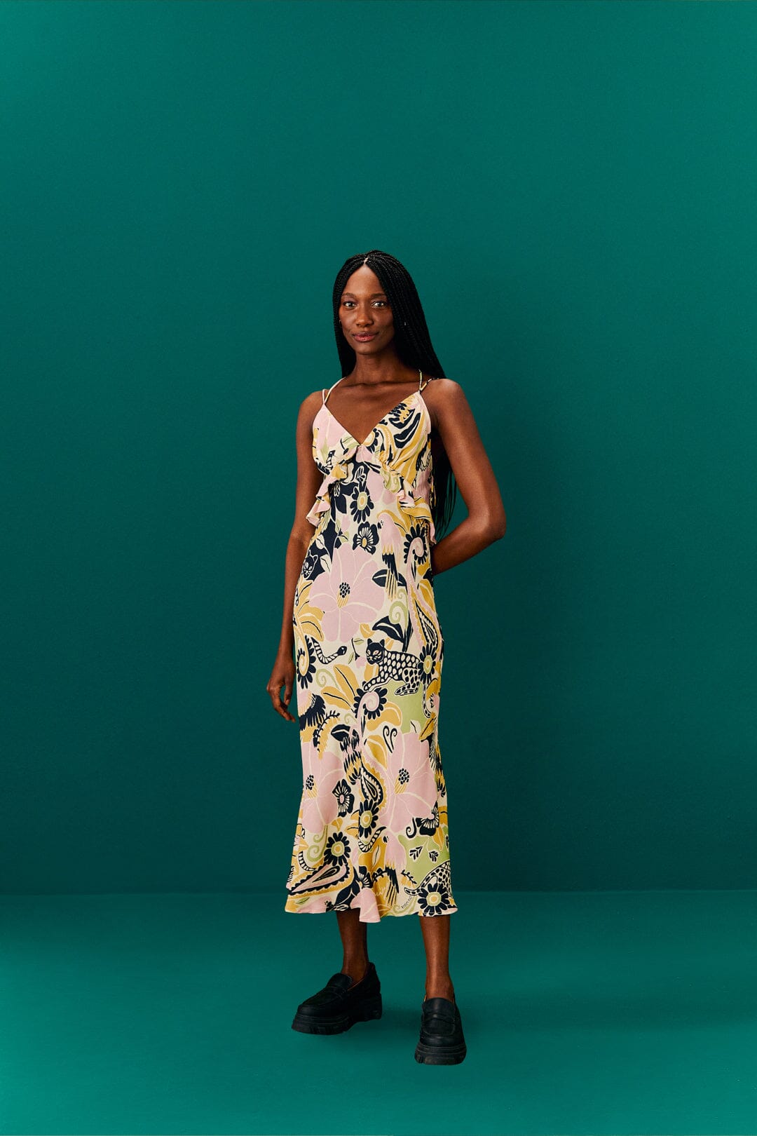 Farm Rio Sand Vintage Forest Lenzing™ Ecovero™ Viscose Midi Dress