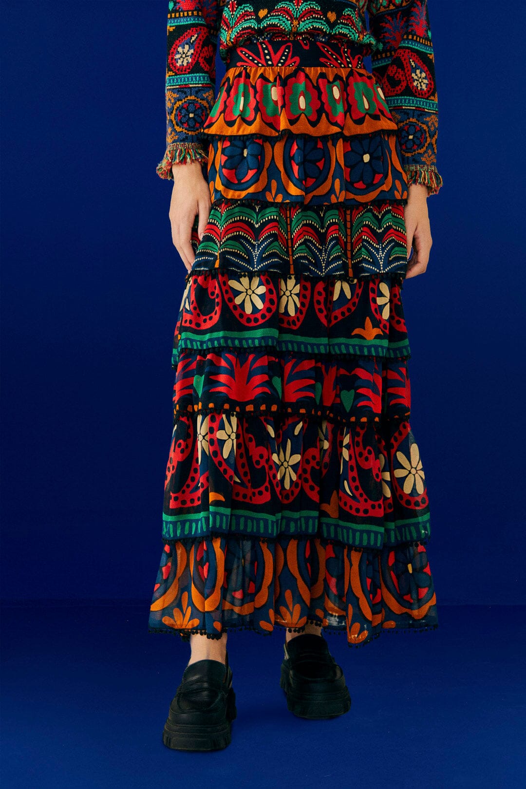 Farm Rio Black Night Sky Maxi Skirt