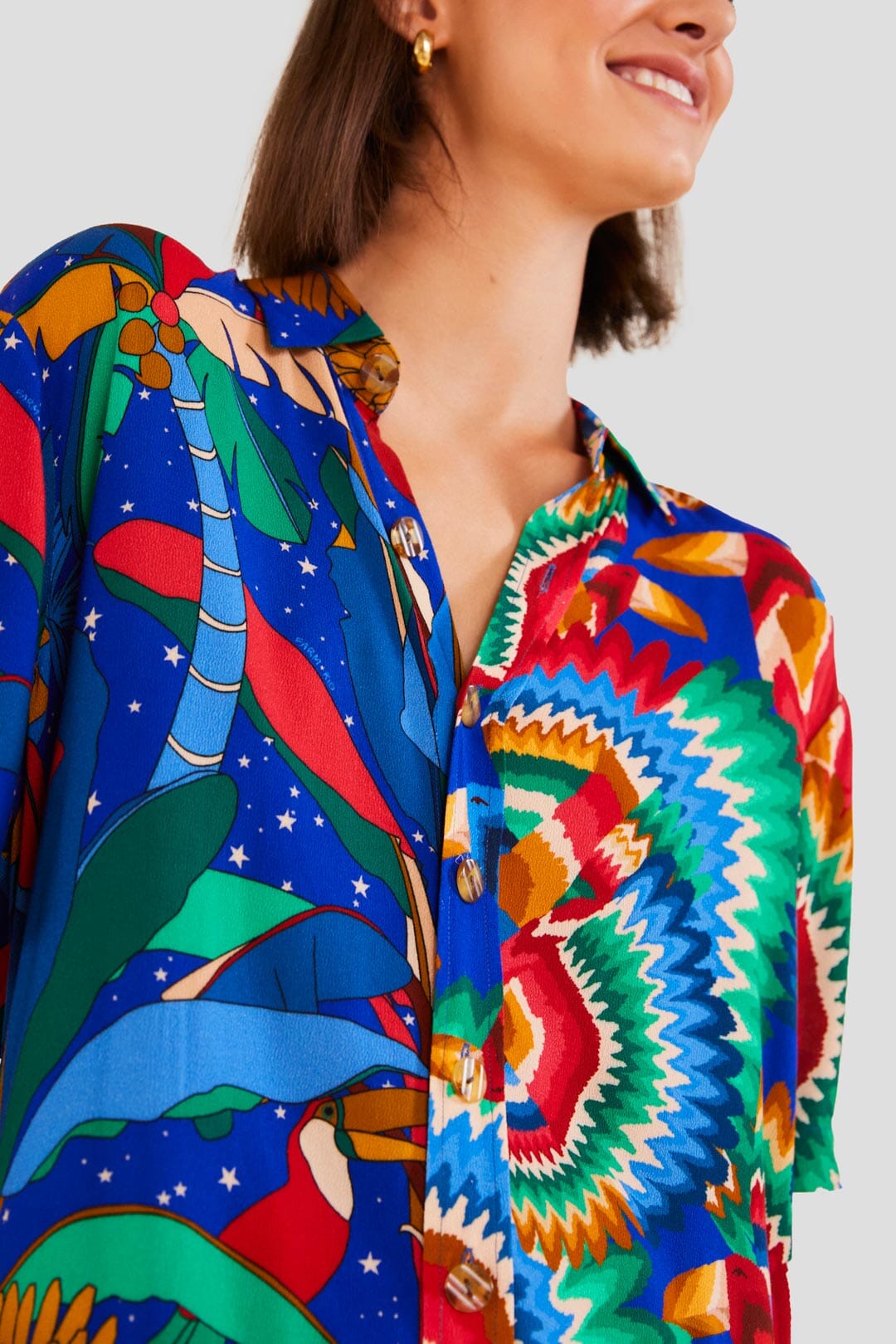 Farm Rio Mixed Blue Prints Unisex Shirt
