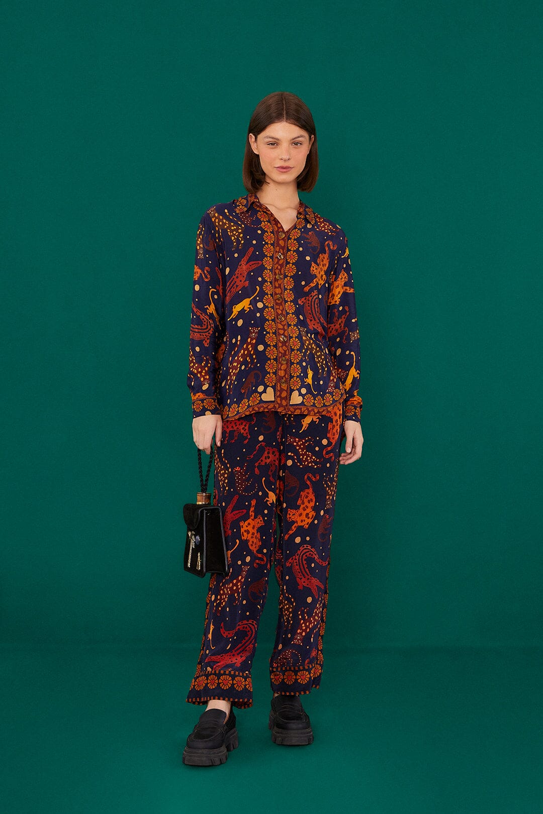 Farm Rio Navy Animal Sky Shirt