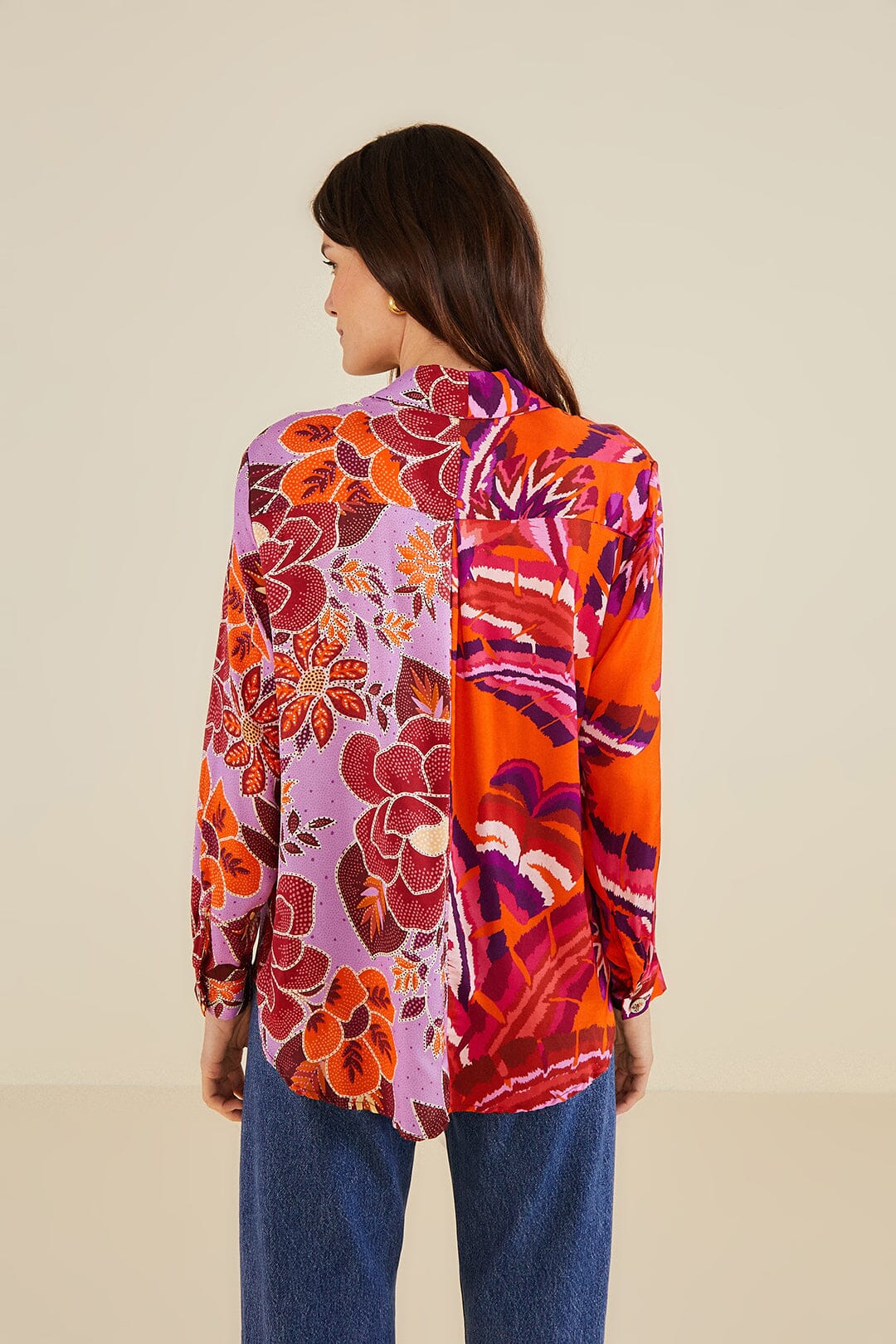 Farm Rio Lilac Mixed Prints Shirt