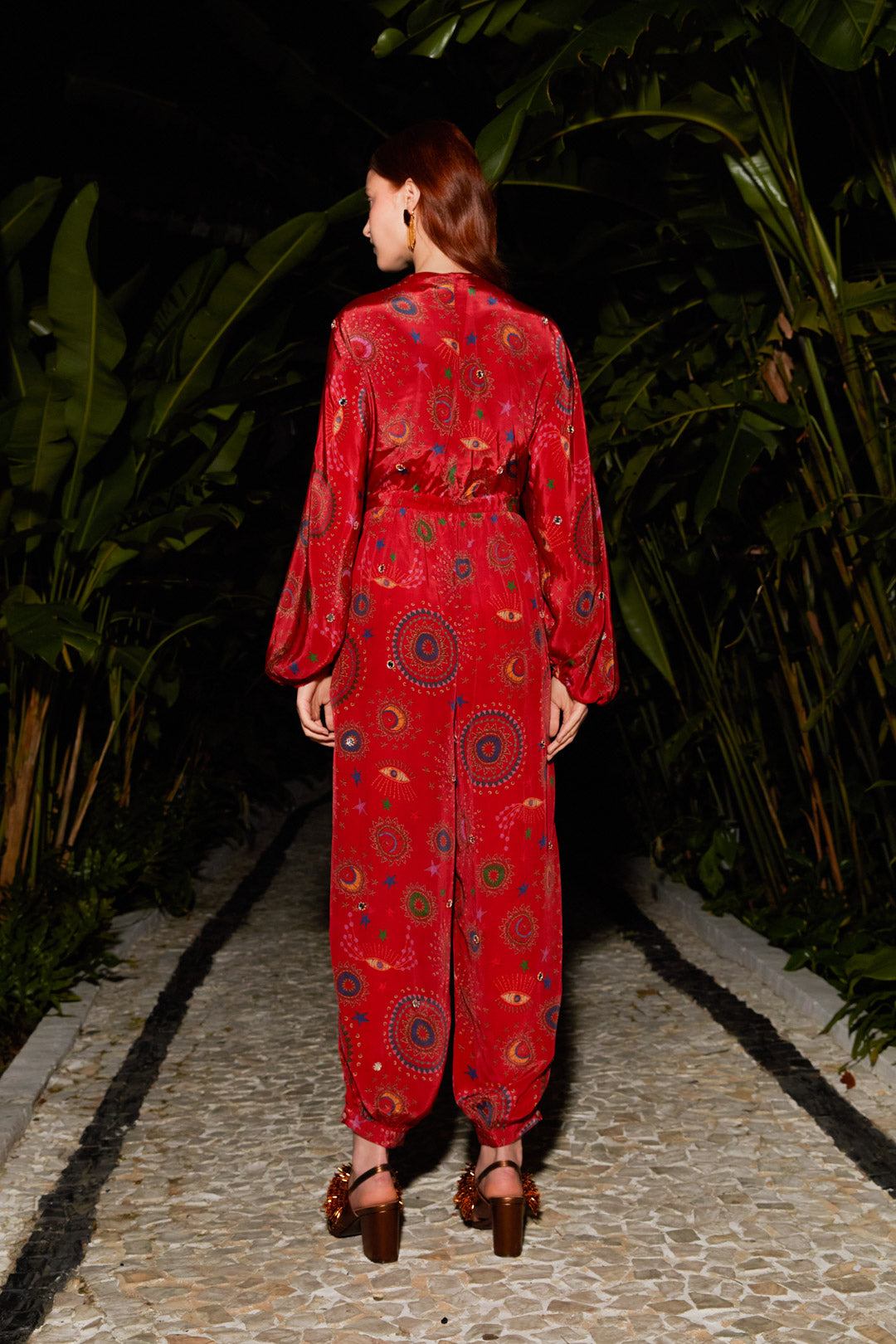 Farm Rio Red Mystic Night Jumpsuit