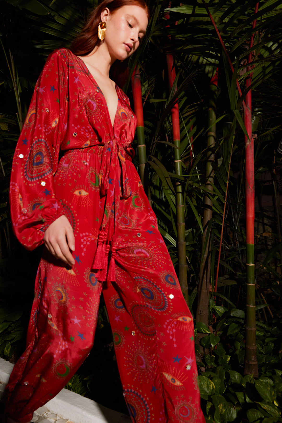Farm Rio Red Mystic Night Jumpsuit