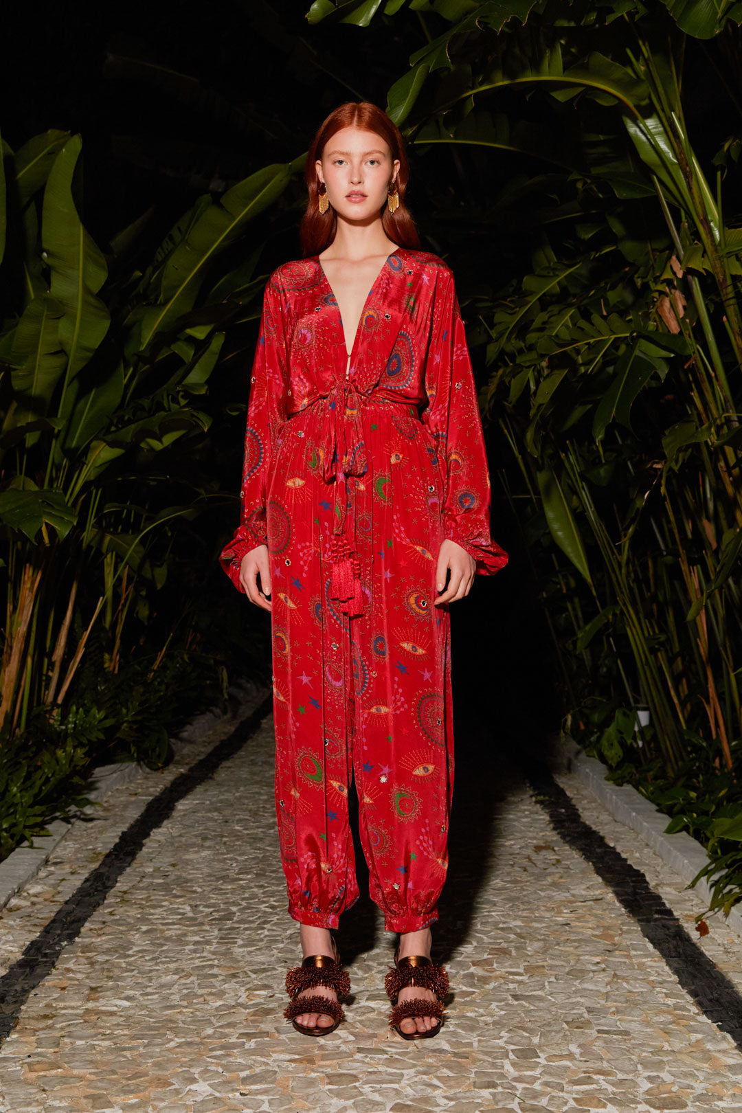 Farm Rio Red Mystic Night Jumpsuit