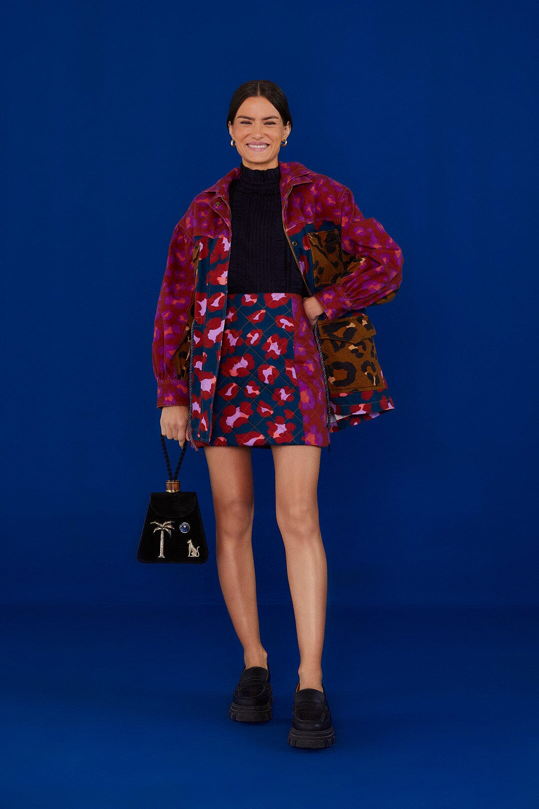 Farm Rio Mixed Leopards Mini Skirt