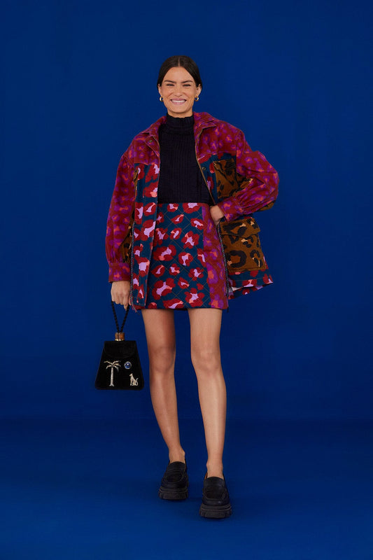 Farm Rio Mixed Leopards Mini Skirt