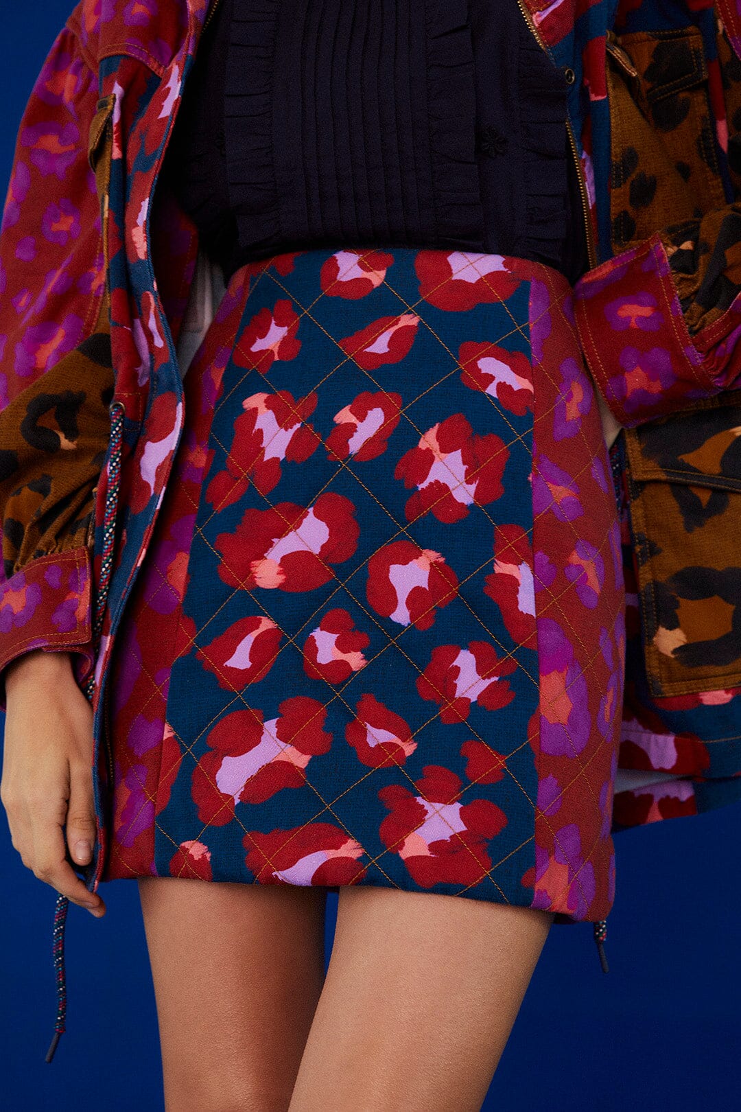 Farm Rio Mixed Leopards Mini Skirt