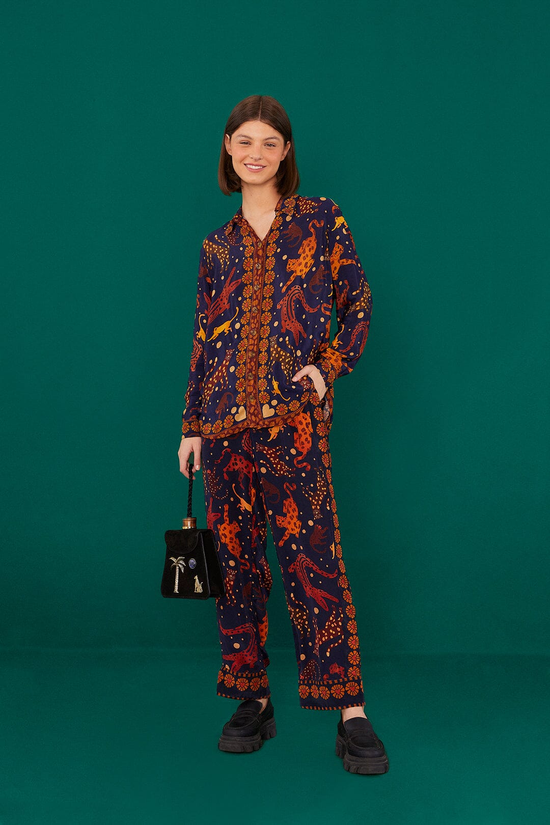 Farm Rio Navy Animal Sky Pants