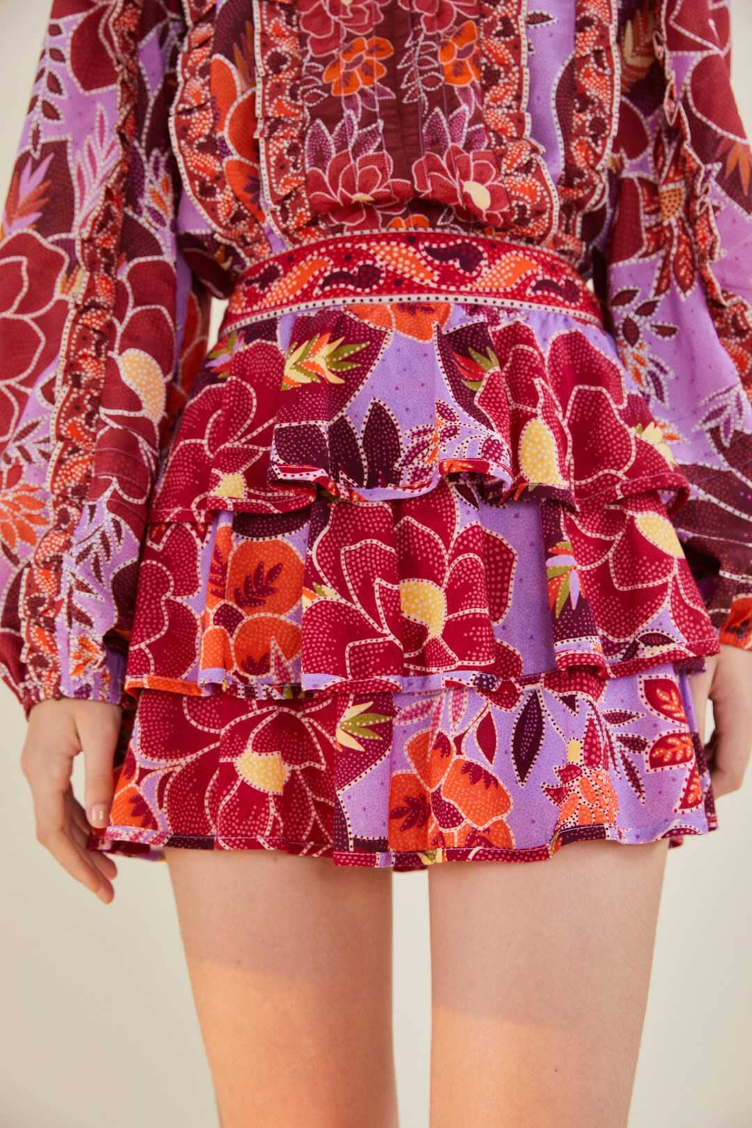 Farm Rio Sweet Floral Layered Mini Skirt