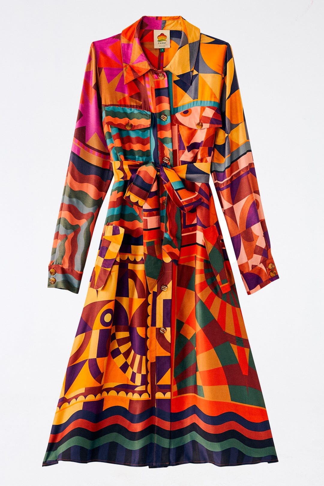 Farm Rio Graphic Scarves Shirtdress
