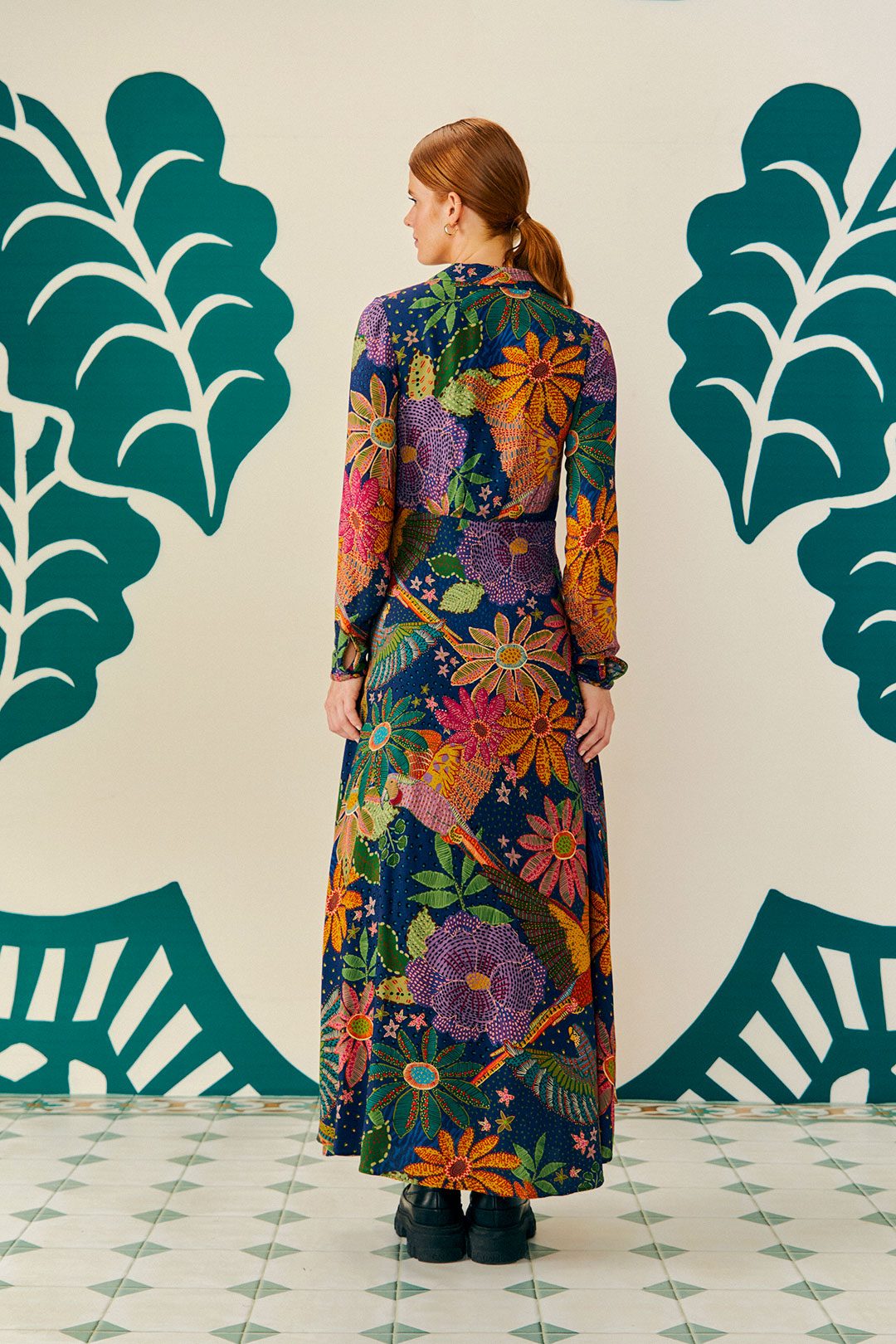 Farm Rio Navy Cool Macaw Maxi Dress