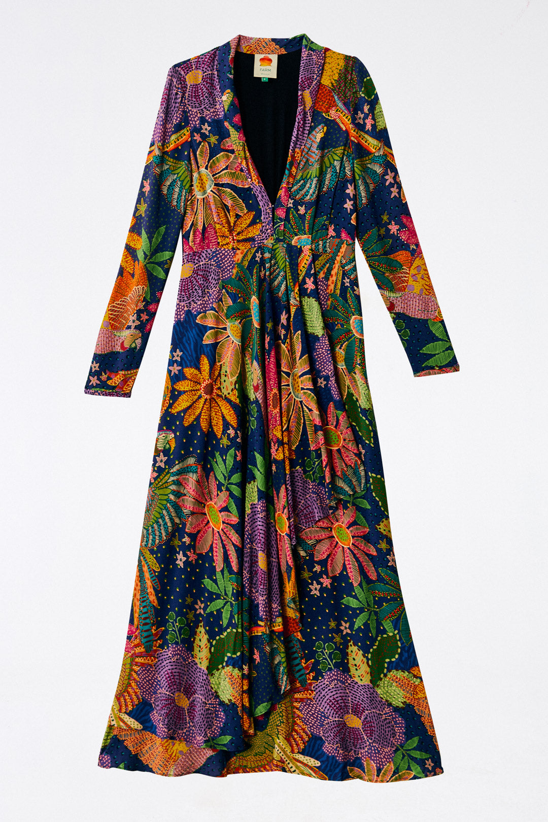 Farm Rio Navy Cool Macaw Maxi Dress