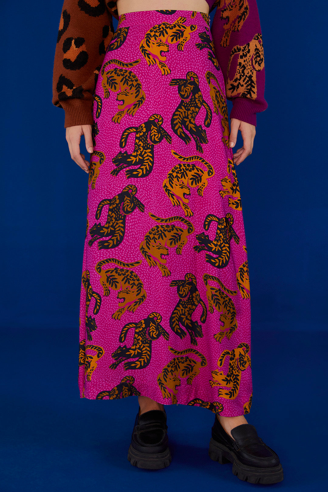 Farm Rio Pink Wild Leopards Lenzing™ Ecovero™ Viscose Maxi Skirt