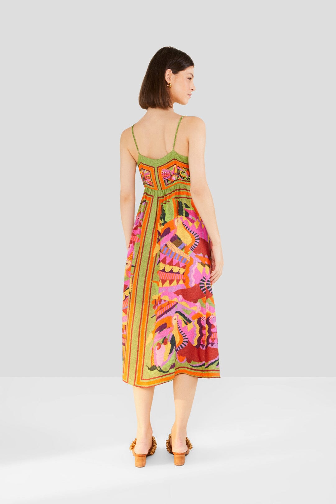 Farm Rio Toucans Scarf Lenzing™ Ecovero™ Viscose Midi Dress