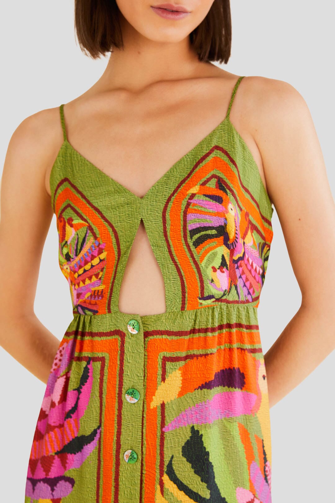 Farm Rio Toucans Scarf Lenzing™ Ecovero™ Viscose Midi Dress