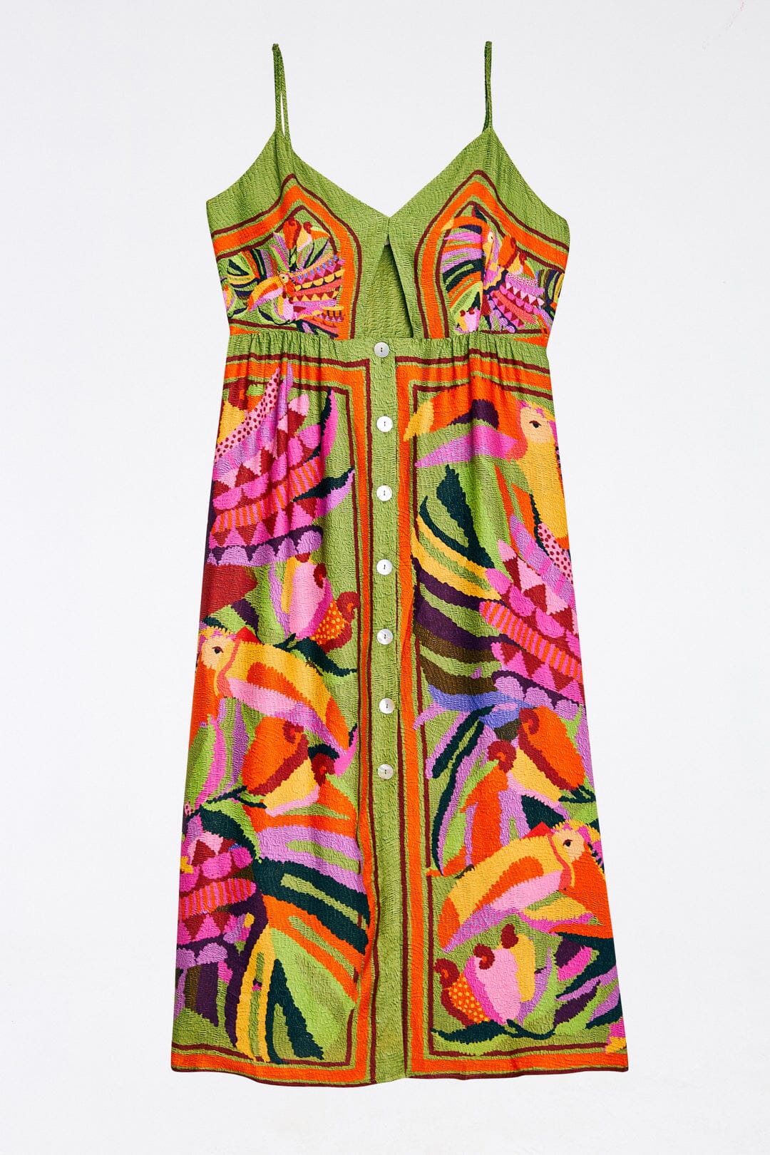 Farm Rio Toucans Scarf Lenzing™ Ecovero™ Viscose Midi Dress