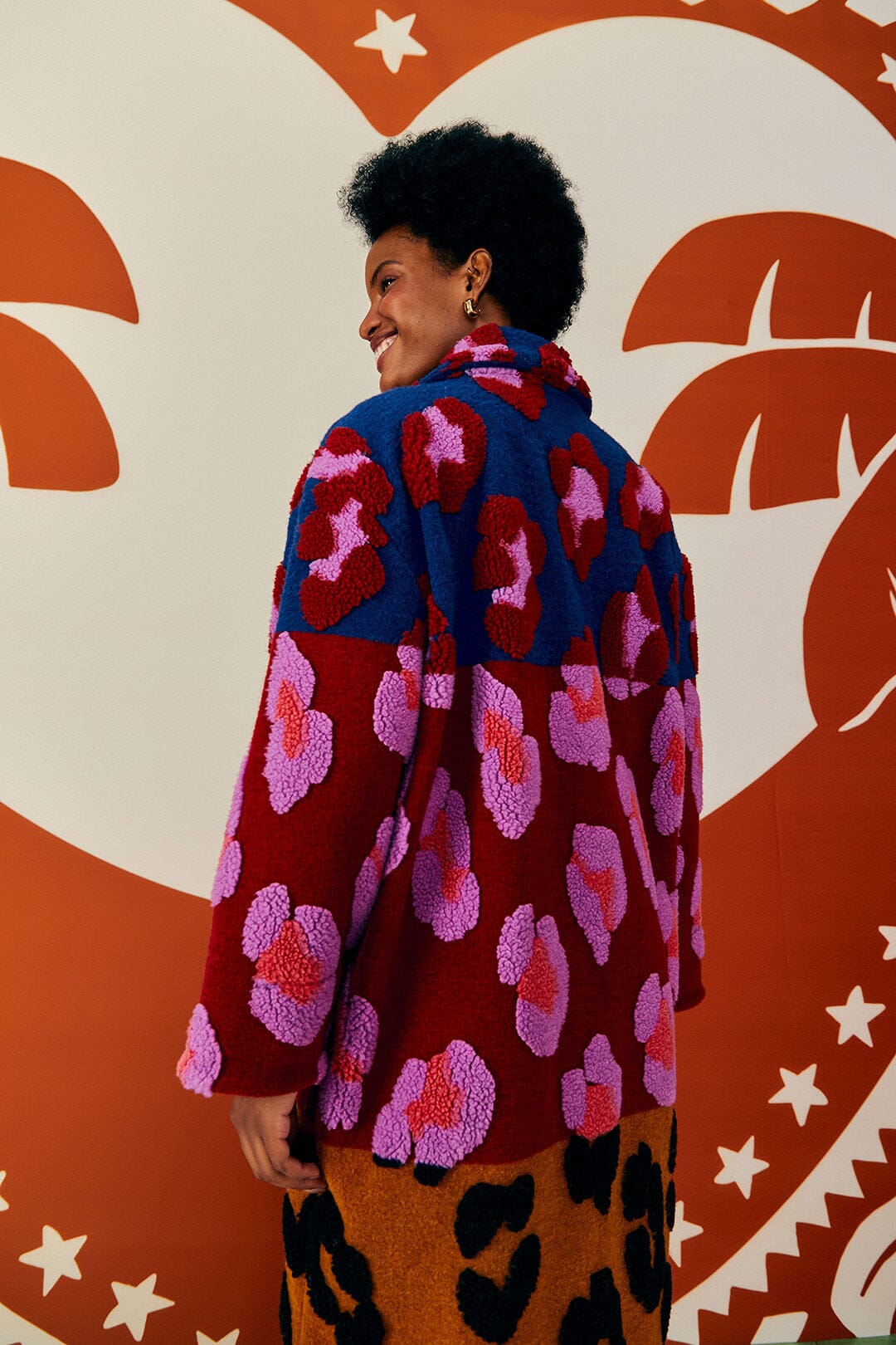 Farm Rio Mixed Leopards Fleece Coat