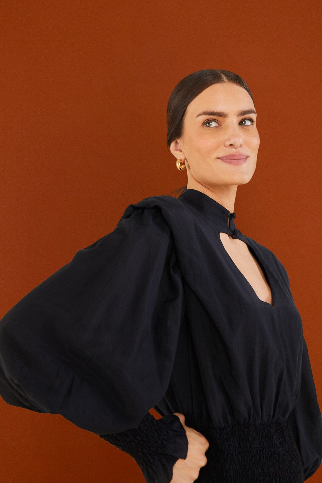 Farm Rio Black Heart Neckline Mini Dress