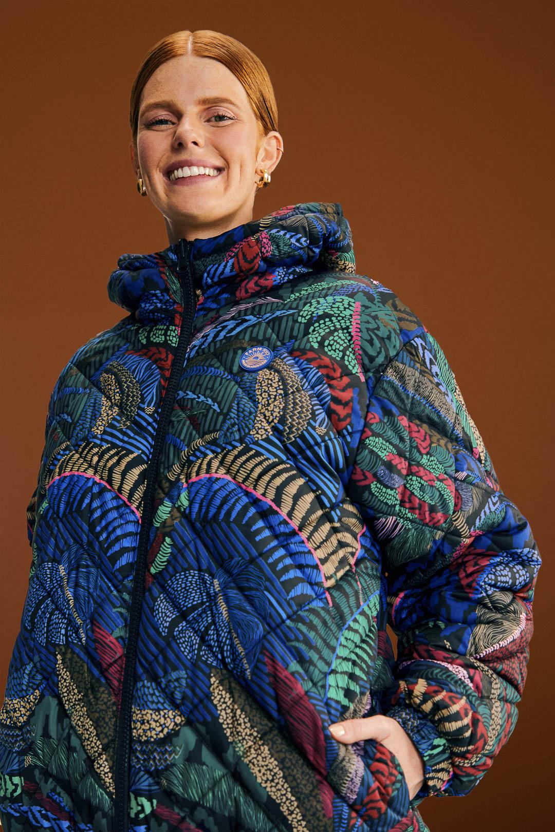Farm Rio BlackMacaw Forest Reversible Puffer Jacket