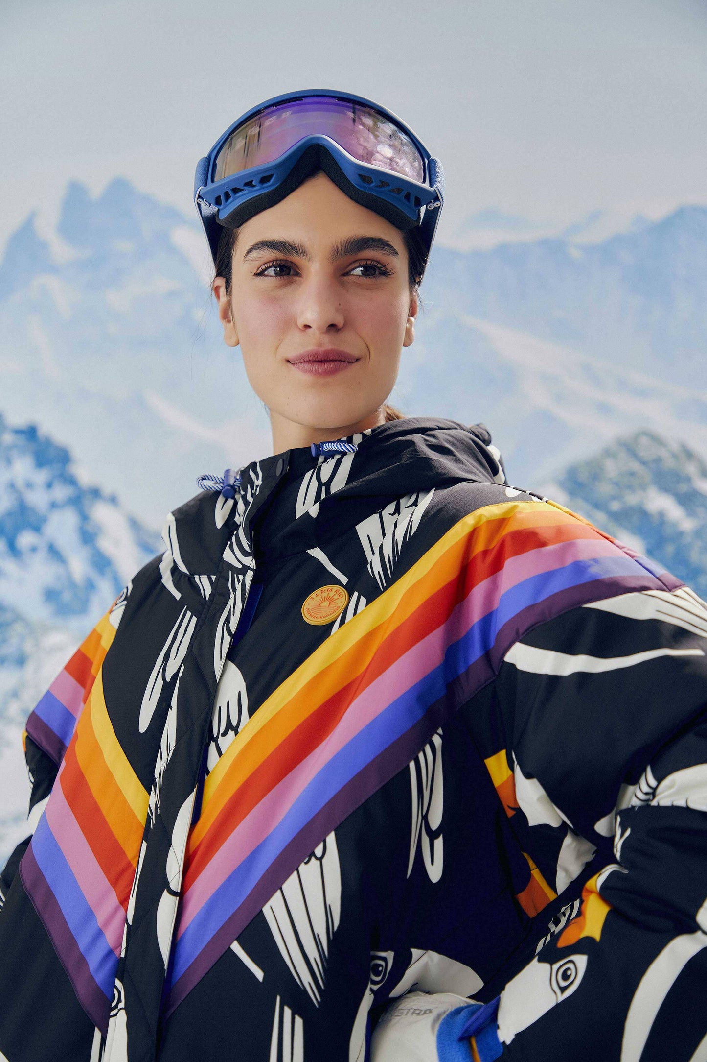 Farm Rio Black Graphic Toucans Ski Puffer Jacket