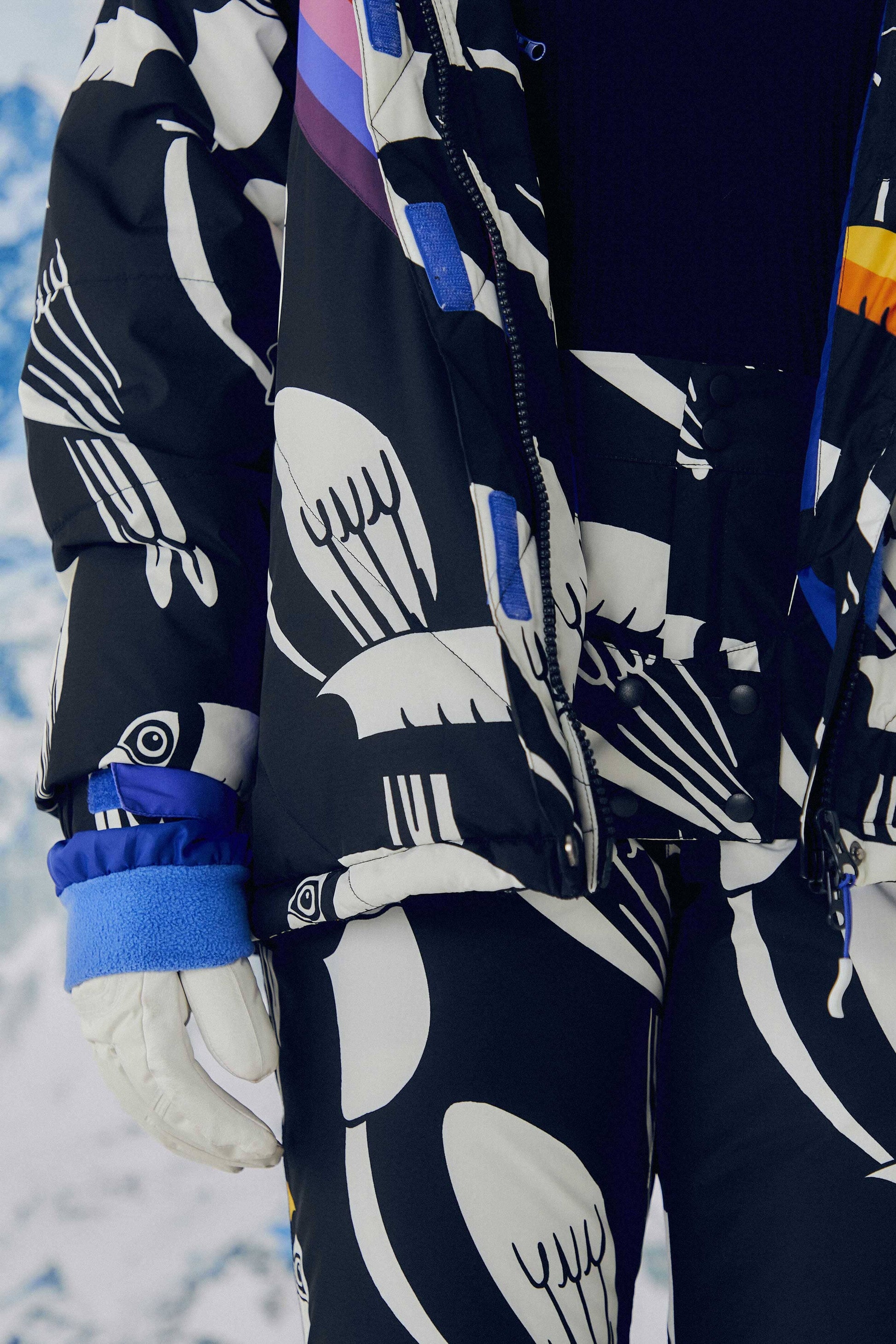 Farm Rio Black Graphic Toucans Ski Puffer Jacket