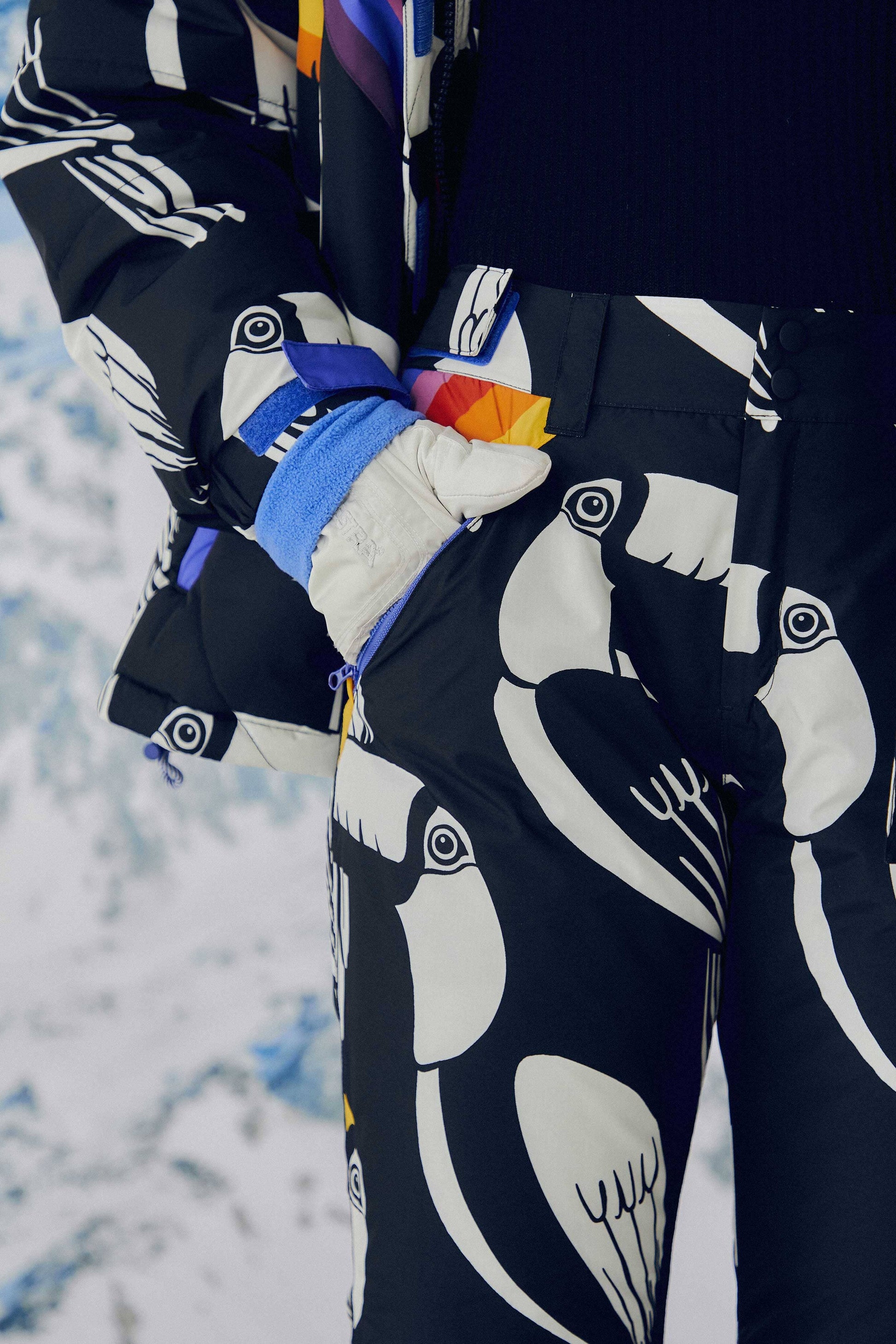 Farm Rio Black Graphic Toucans Ski Pants