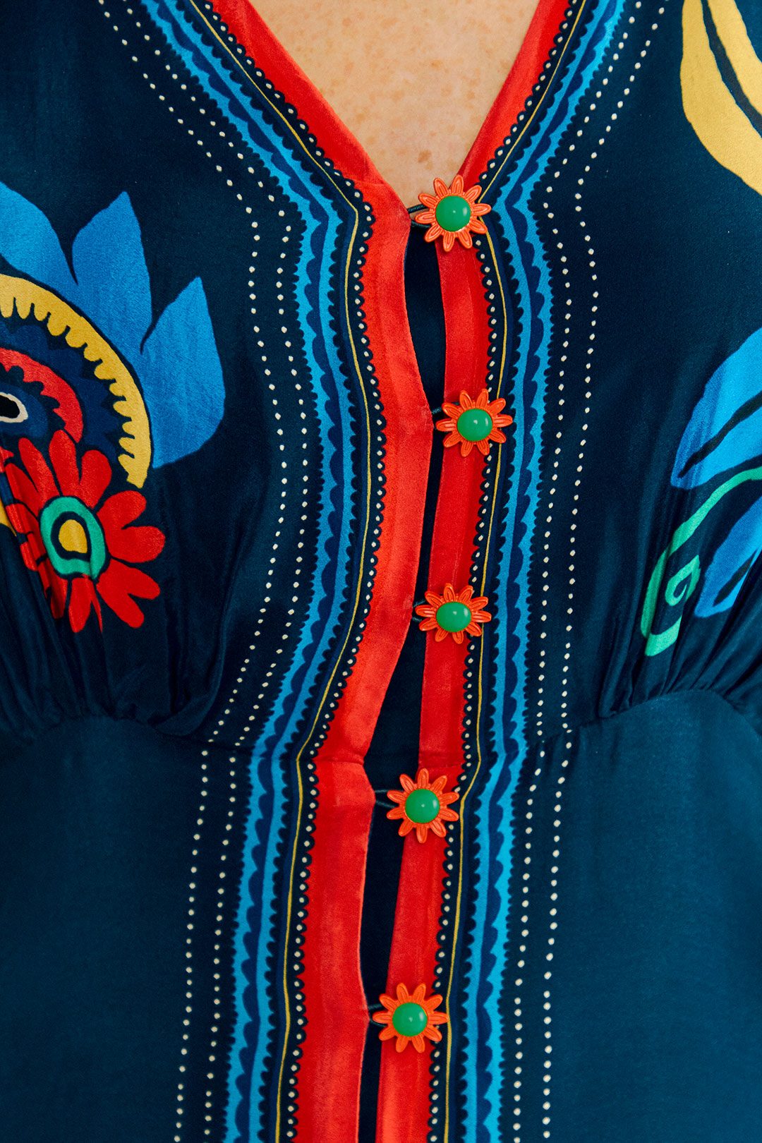 Farm Rio Blue Vintage Forest Midi Dress